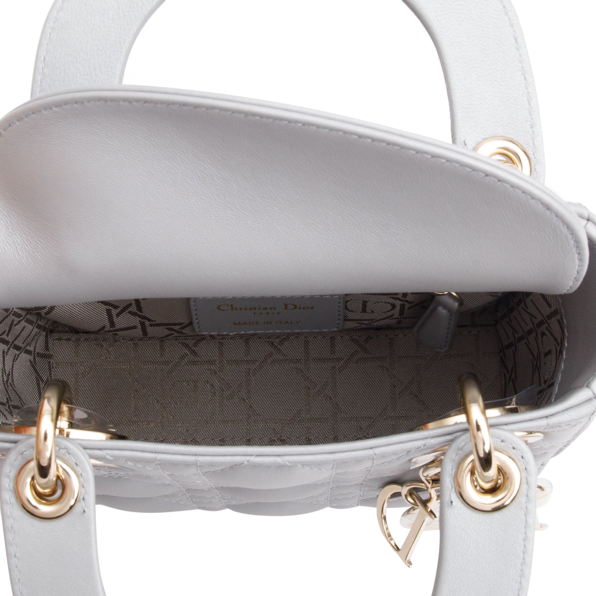 Christian Dior 2023 Grey Cannage Leather Mini Lady Dior Bag