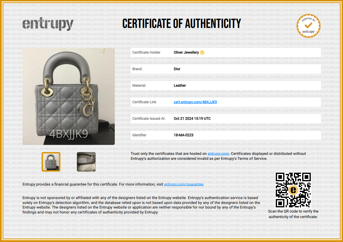 Christian Dior 2023 Grey Cannage Leather Mini Lady Dior Bag