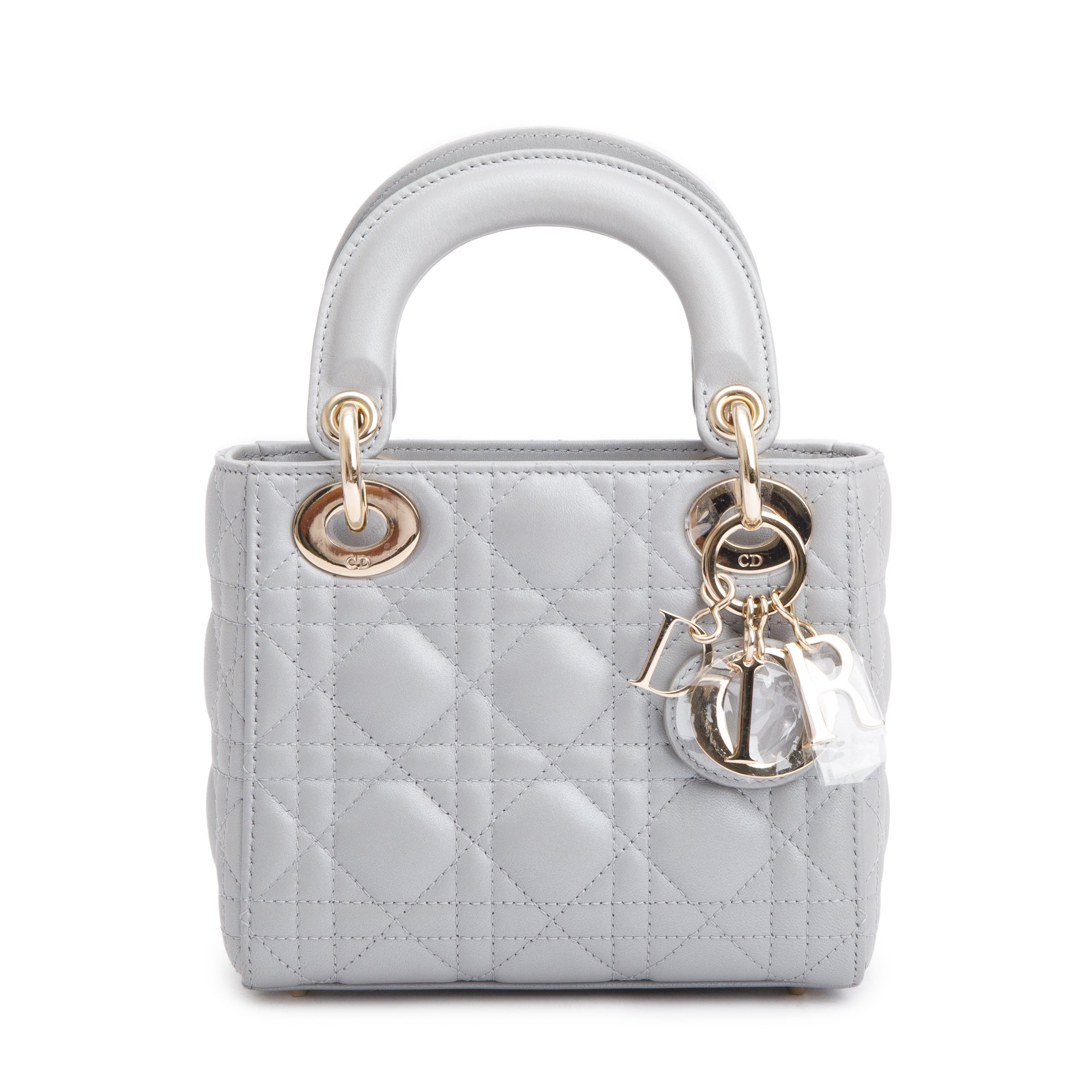 Christian Dior 2023 Grey Cannage Leather Mini Lady Dior Bag