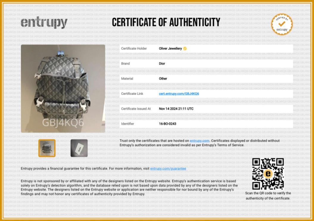 Christian Dior 2023 Grey Diamond Canvas Hit The Road Backpack w/ Box & Receipt