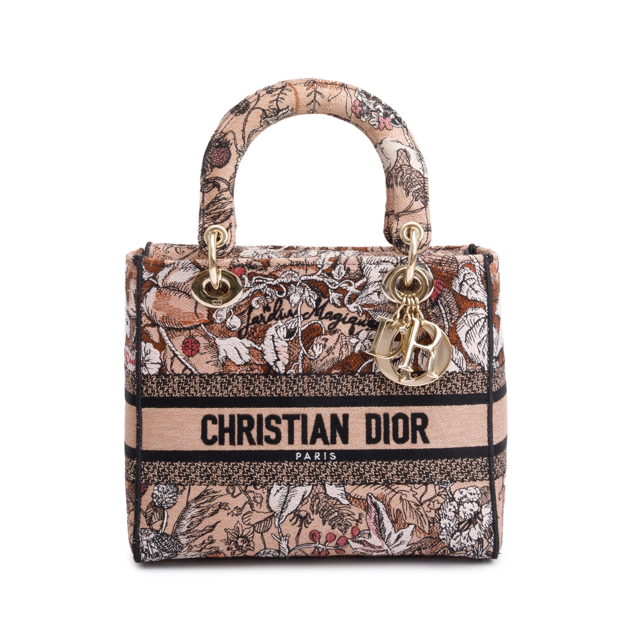 Christian Dior 2023 Jardin Magique Embroidery Medium Lady D-Lite Bag w/ Box, Receipt & Strap