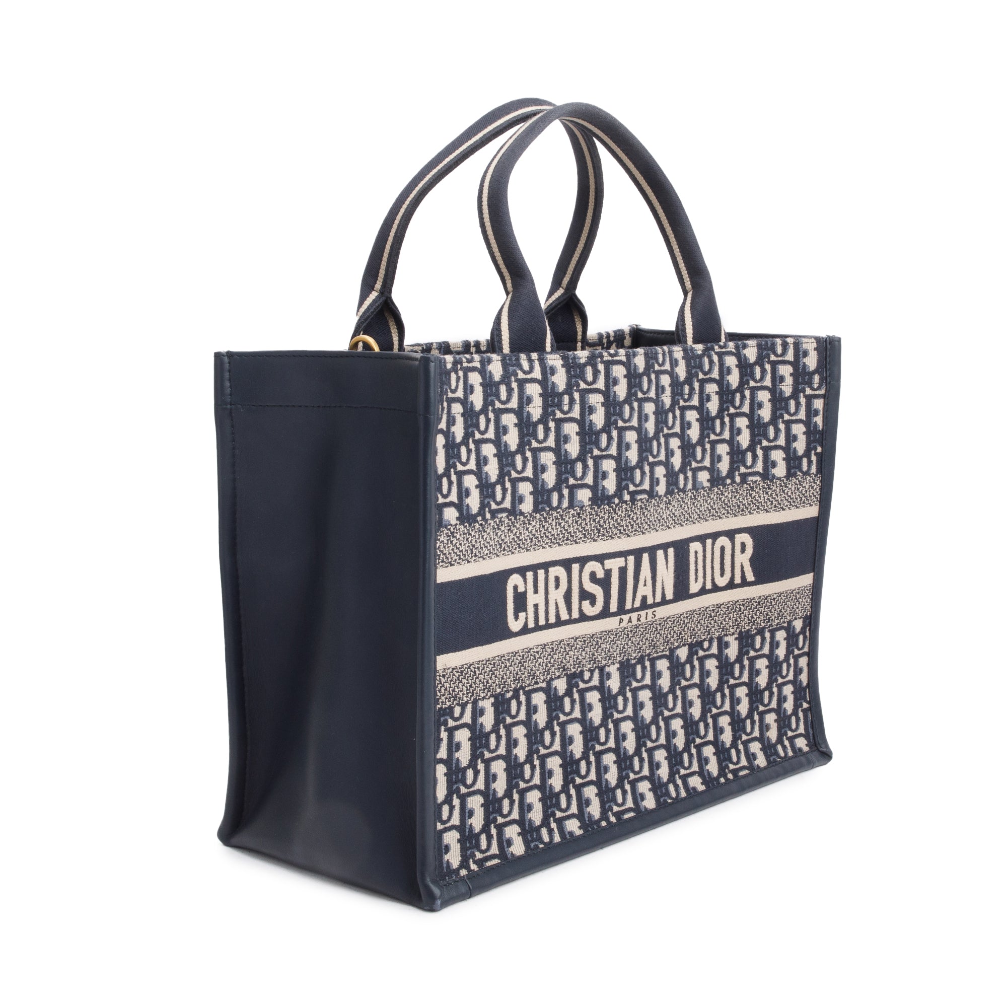 Christian Dior 2023 Navy Oblique Embroidered Medium Book Tote w