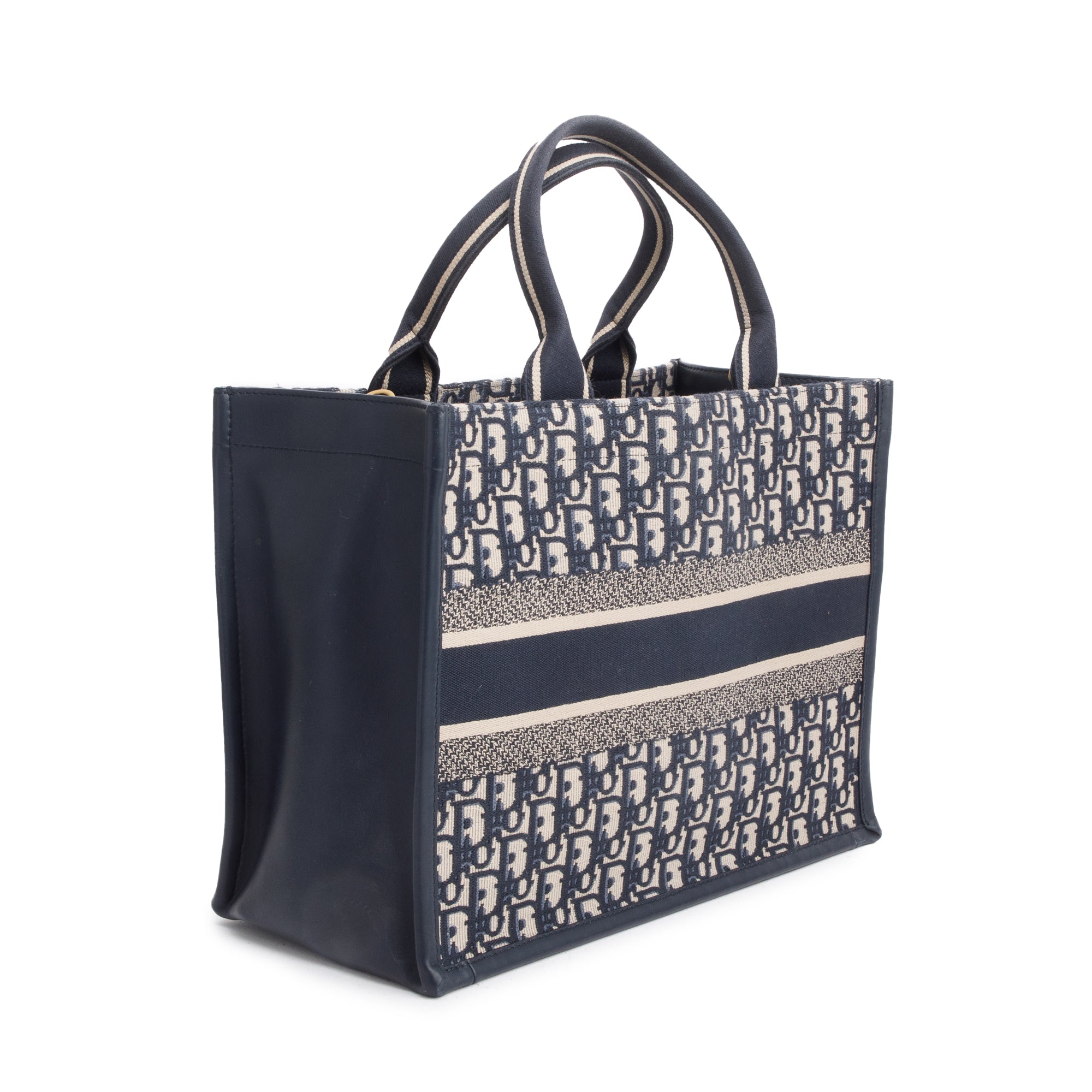 Christian Dior 2023 Navy Oblique Embroidered Medium Book Tote w