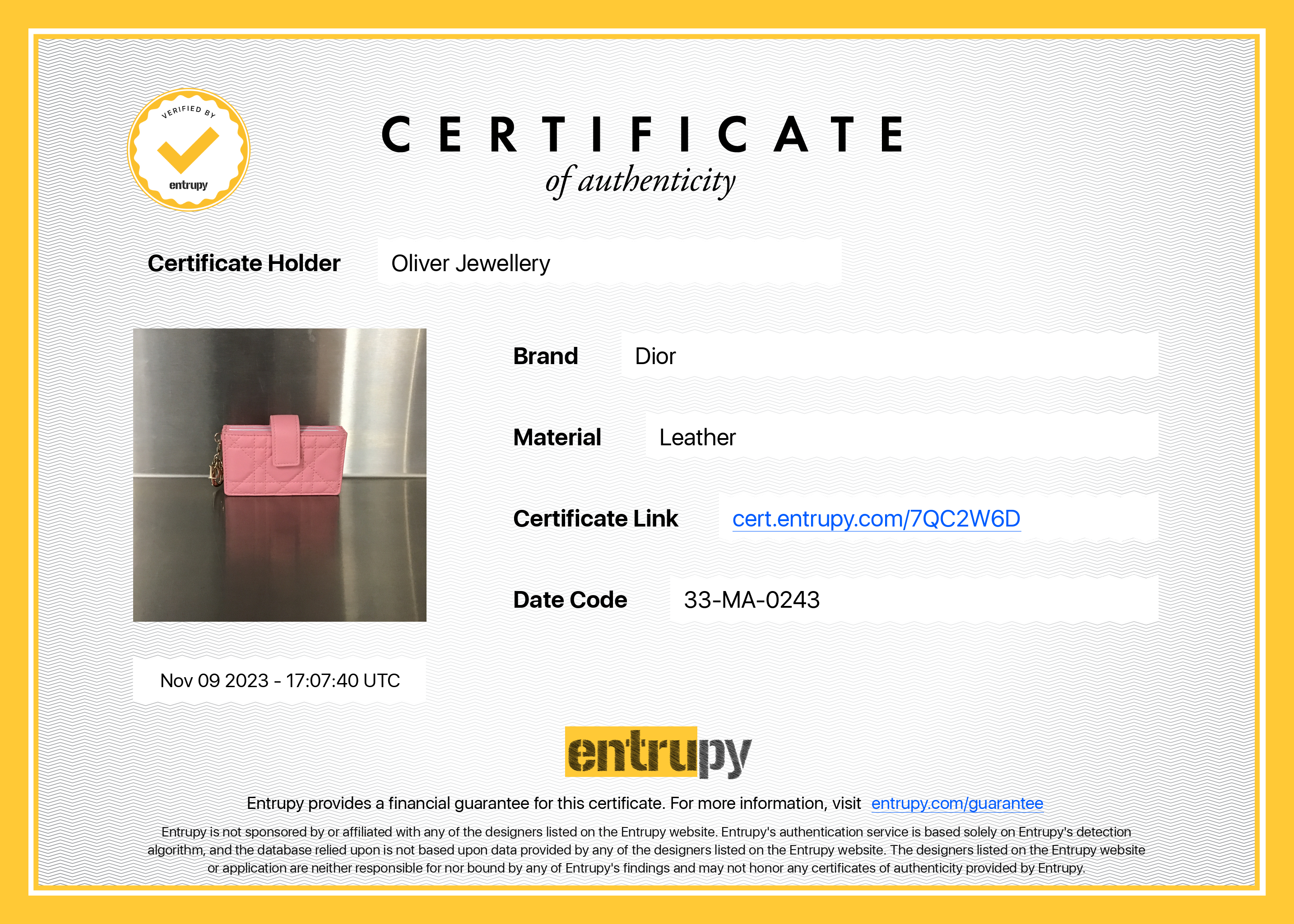 Christian Dior 2023 Pink Cannage Lambskin Leather Lady Dior 5-Gusset Card Holder w/ Box