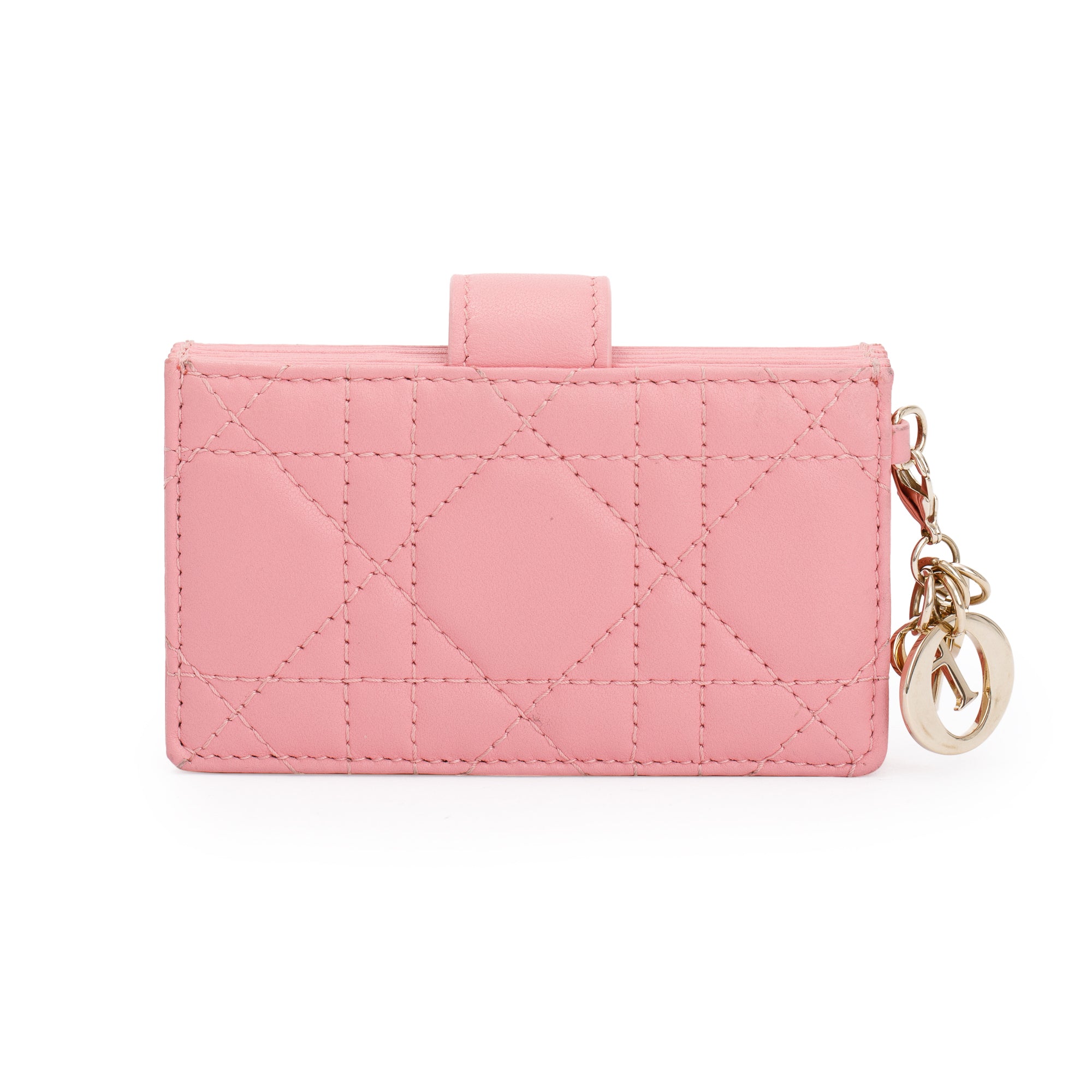 Christian Dior 2023 Pink Cannage Lambskin Leather Lady Dior 5-Gusset Card Holder w/ Box