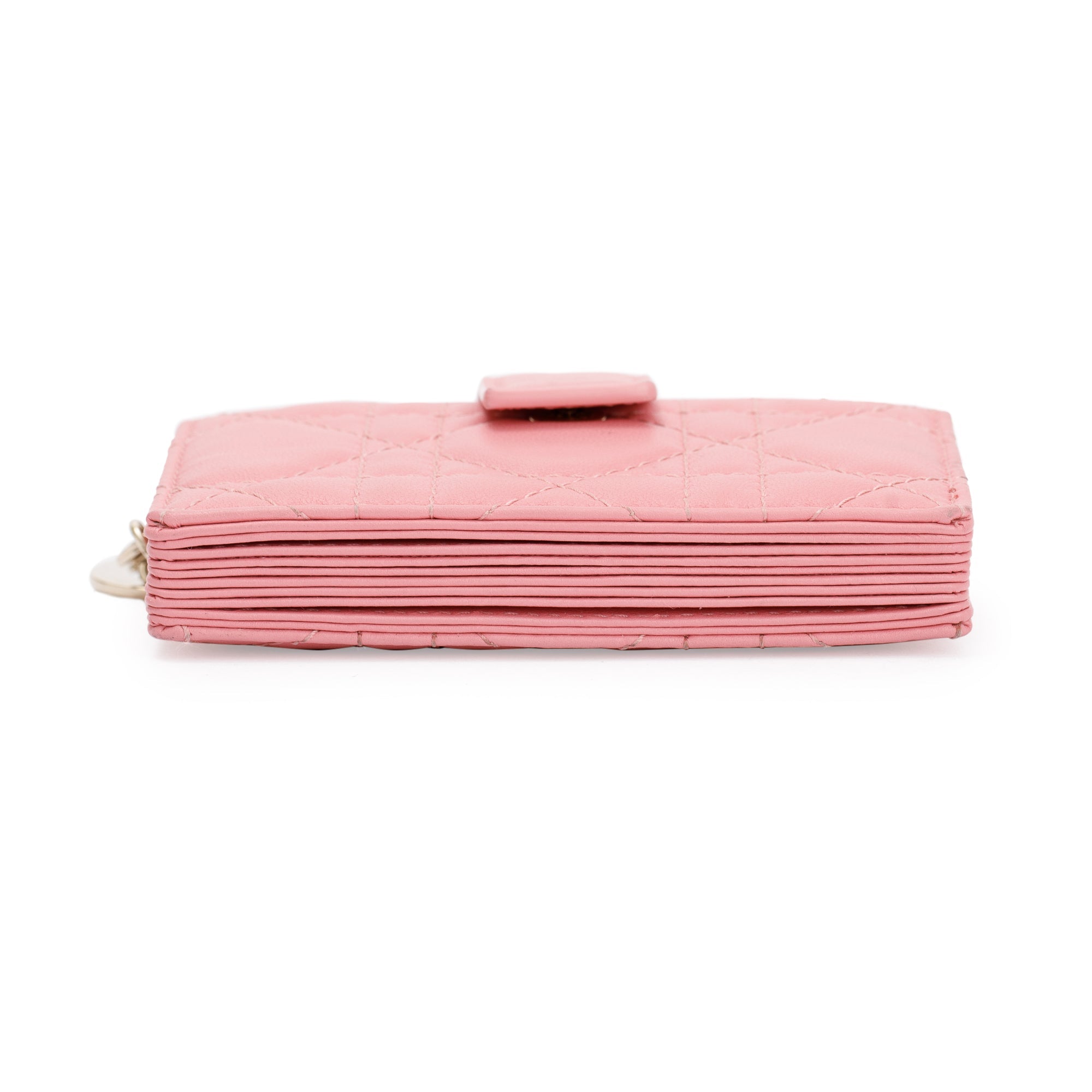 Christian Dior 2023 Pink Cannage Lambskin Leather Lady Dior 5-Gusset Card Holder w/ Box