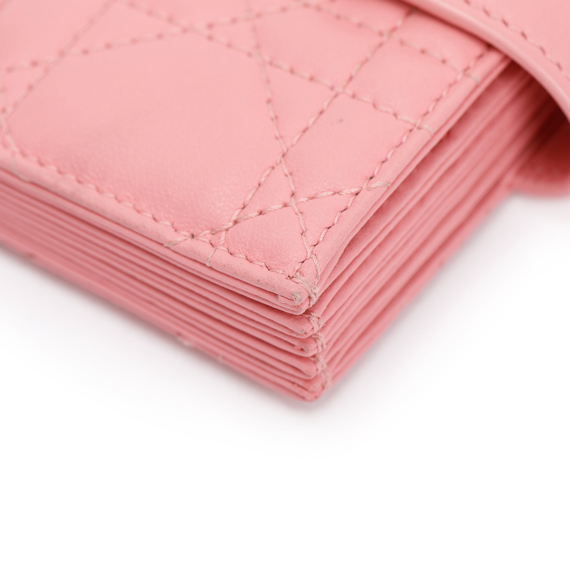 Christian Dior 2023 Pink Cannage Lambskin Leather Lady Dior 5-Gusset Card Holder w/ Box