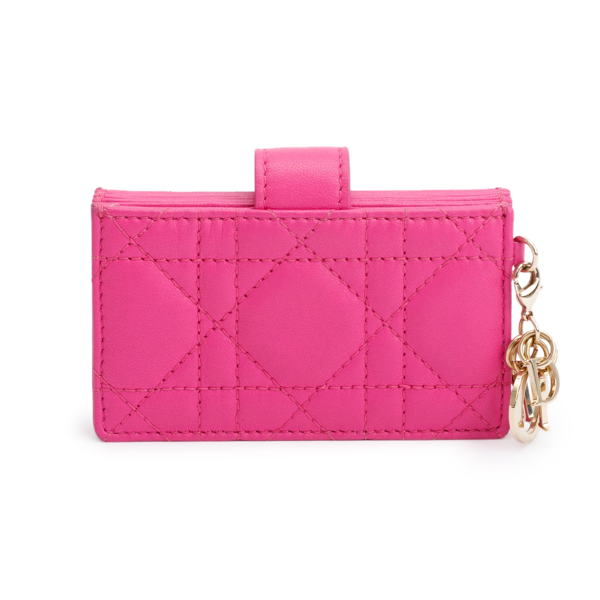 Christian Dior 2023 Pink Cannage Leather Lady Dior Jasmin Card Holder w/ Box & Authenticity Card