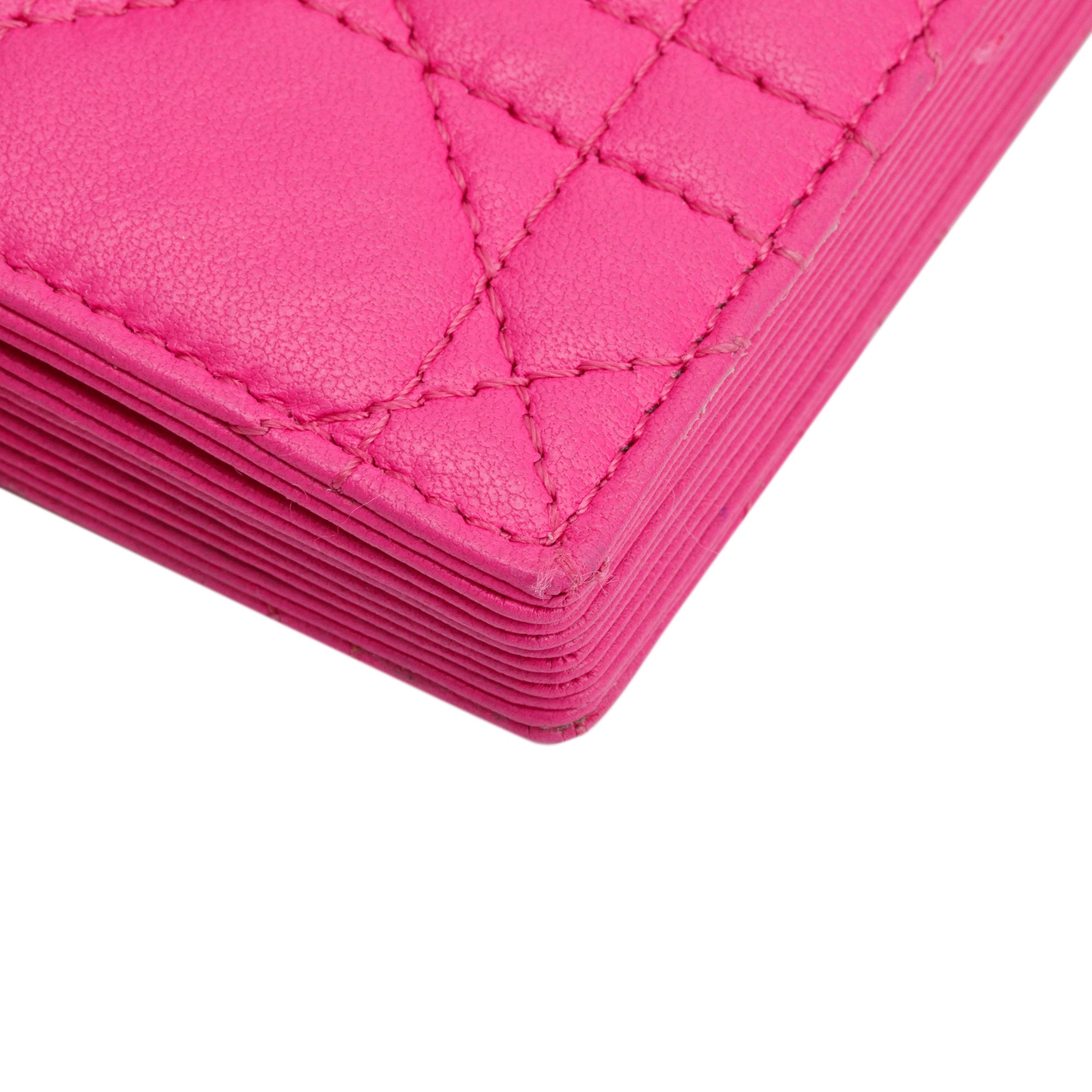 Christian Dior 2023 Pink Cannage Leather Lady Dior Jasmin Card Holder w/ Box & Authenticity Card