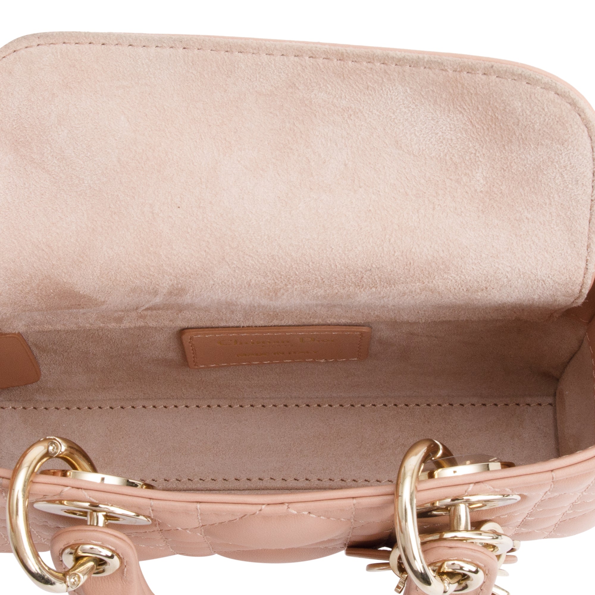 Christian Dior 2023 Rose Des Vents Cannage Lambskin Micro Lady D-Joy Bag w/ Strap & Box