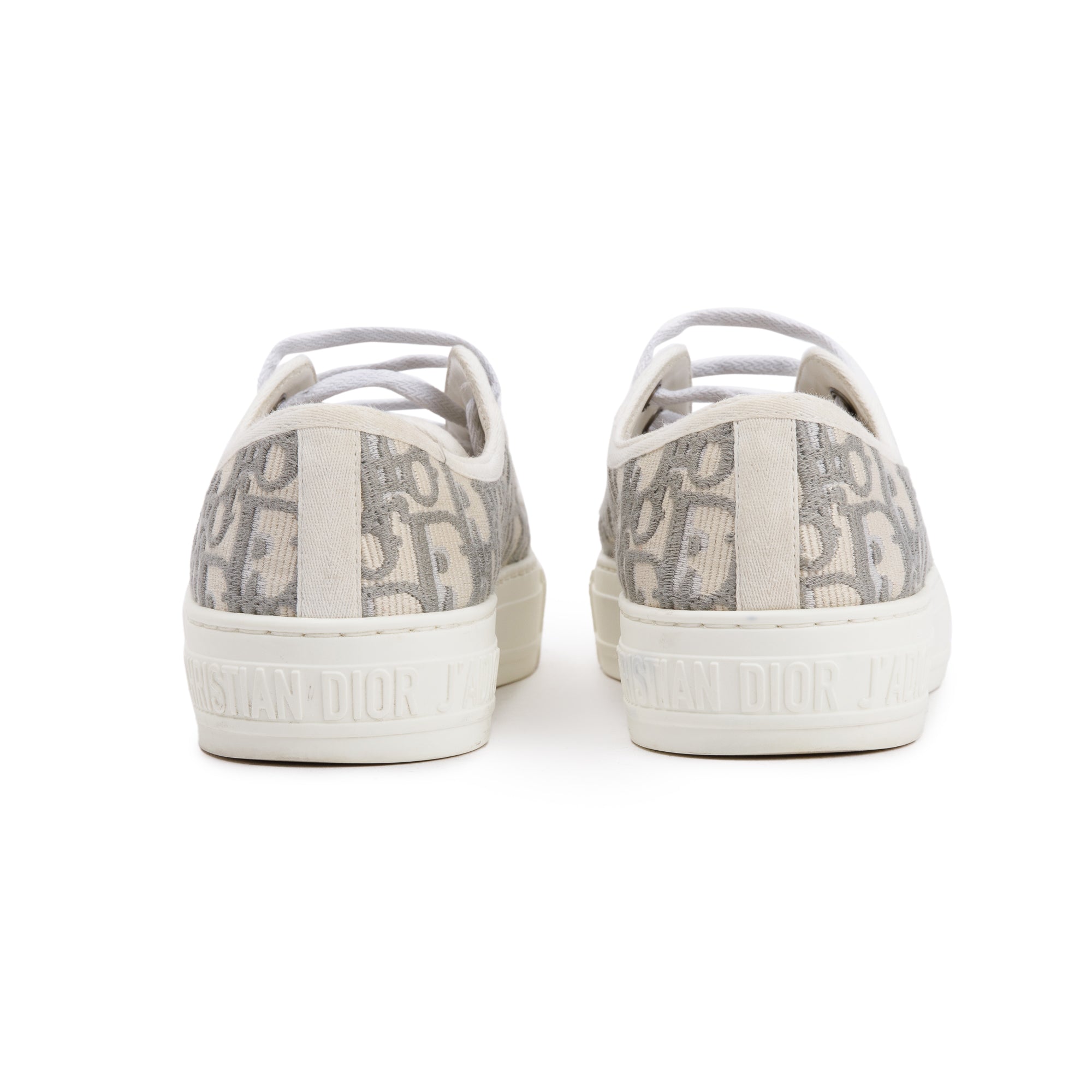 Christian Dior 2023 White/Grey Oblique Canvas Walk'N'Dior Sneakers, Size 36.5 w/ Box & Receipt
