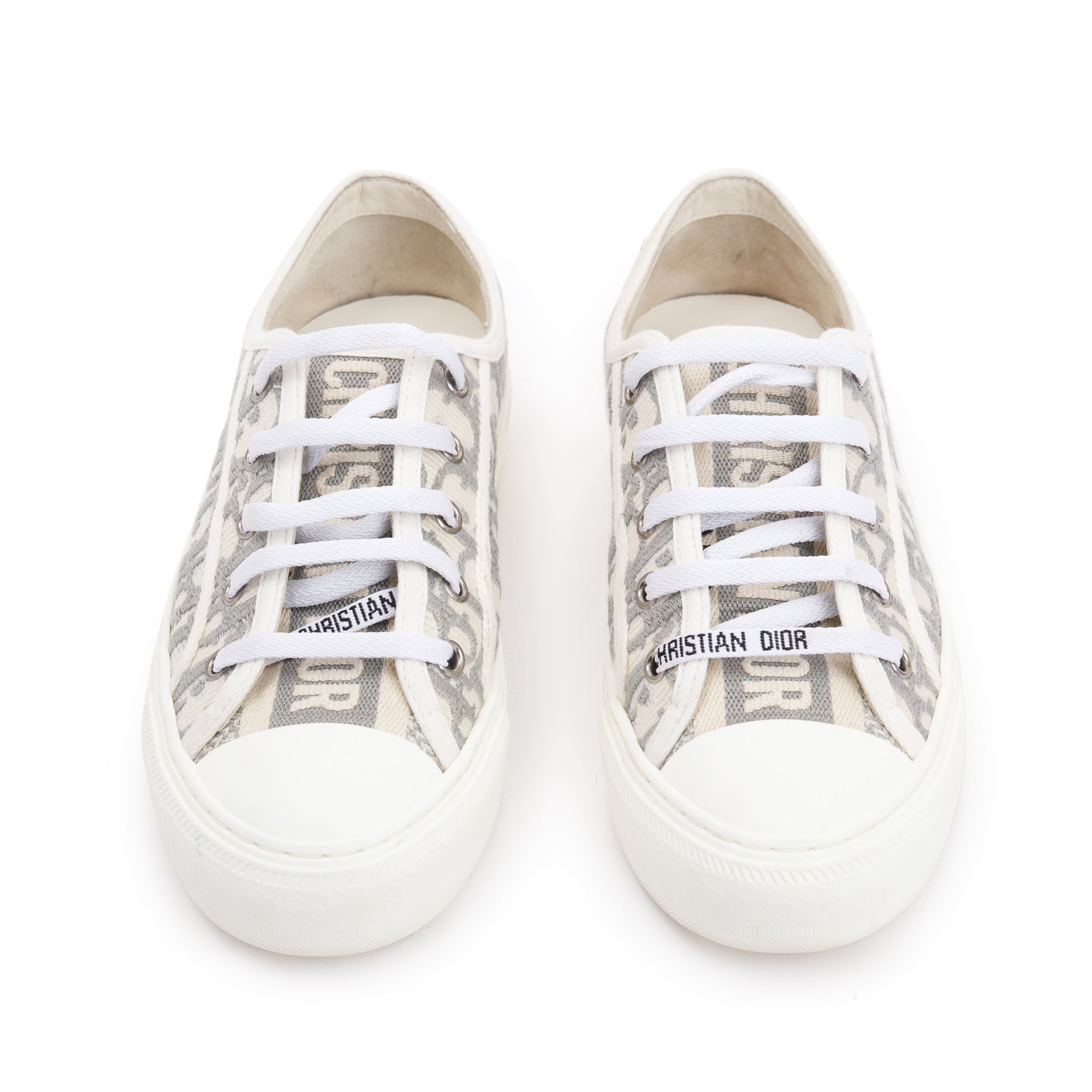 Christian Dior 2023 White/Grey Oblique Canvas Walk'N'Dior Sneakers, Size 36.5 w/ Box & Receipt