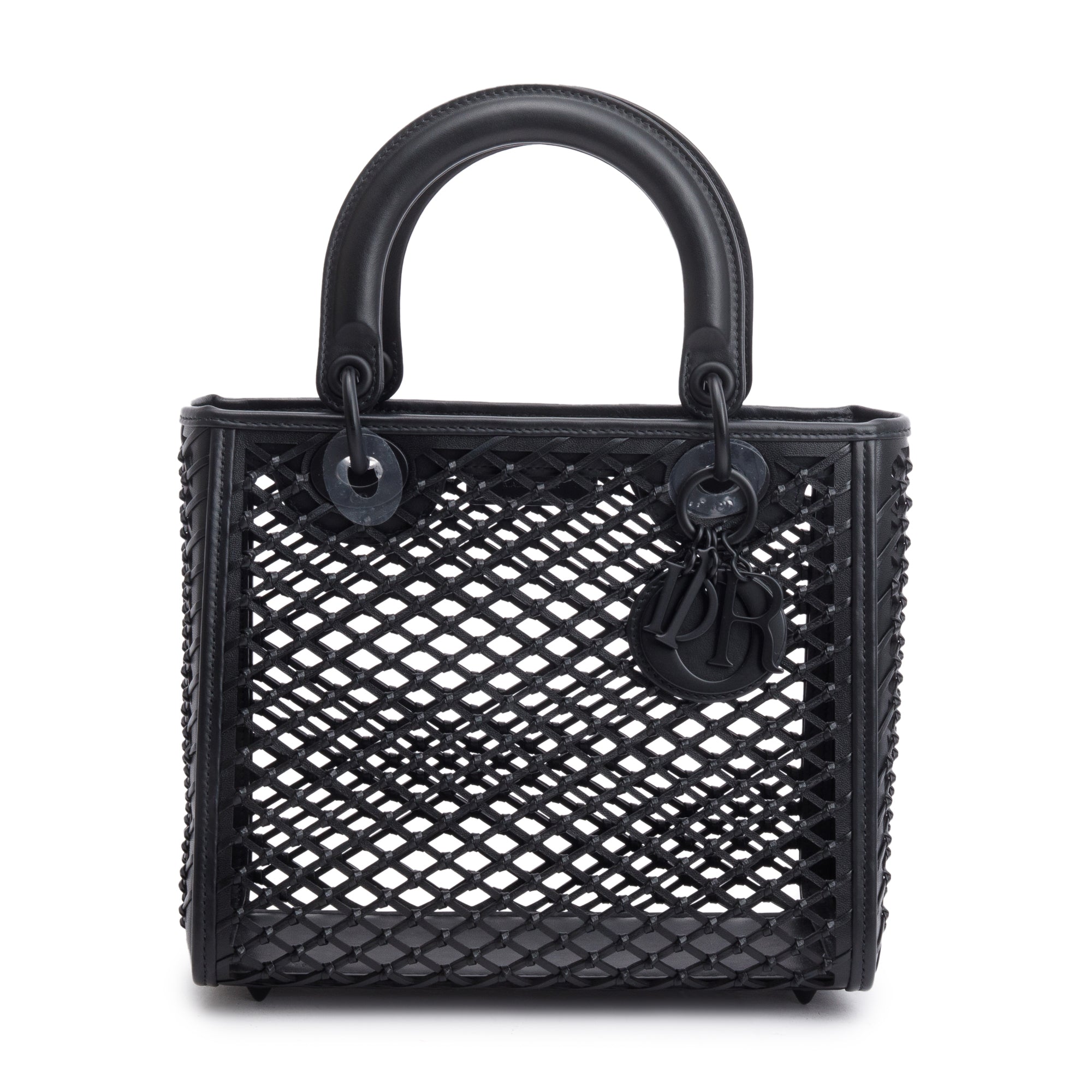 Christian Dior 2024 Black Leather So Black Medium Lady Dior Bag w/ Strap & Pouch