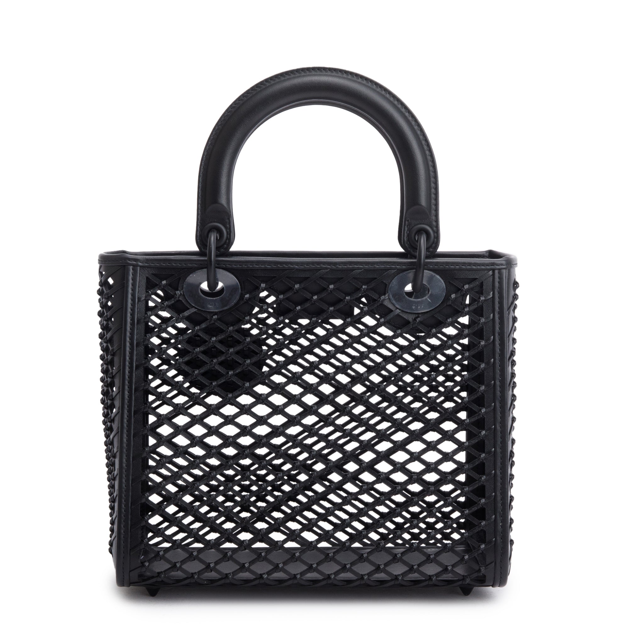 Christian Dior 2024 Black Leather So Black Medium Lady Dior Bag w/ Strap & Pouch