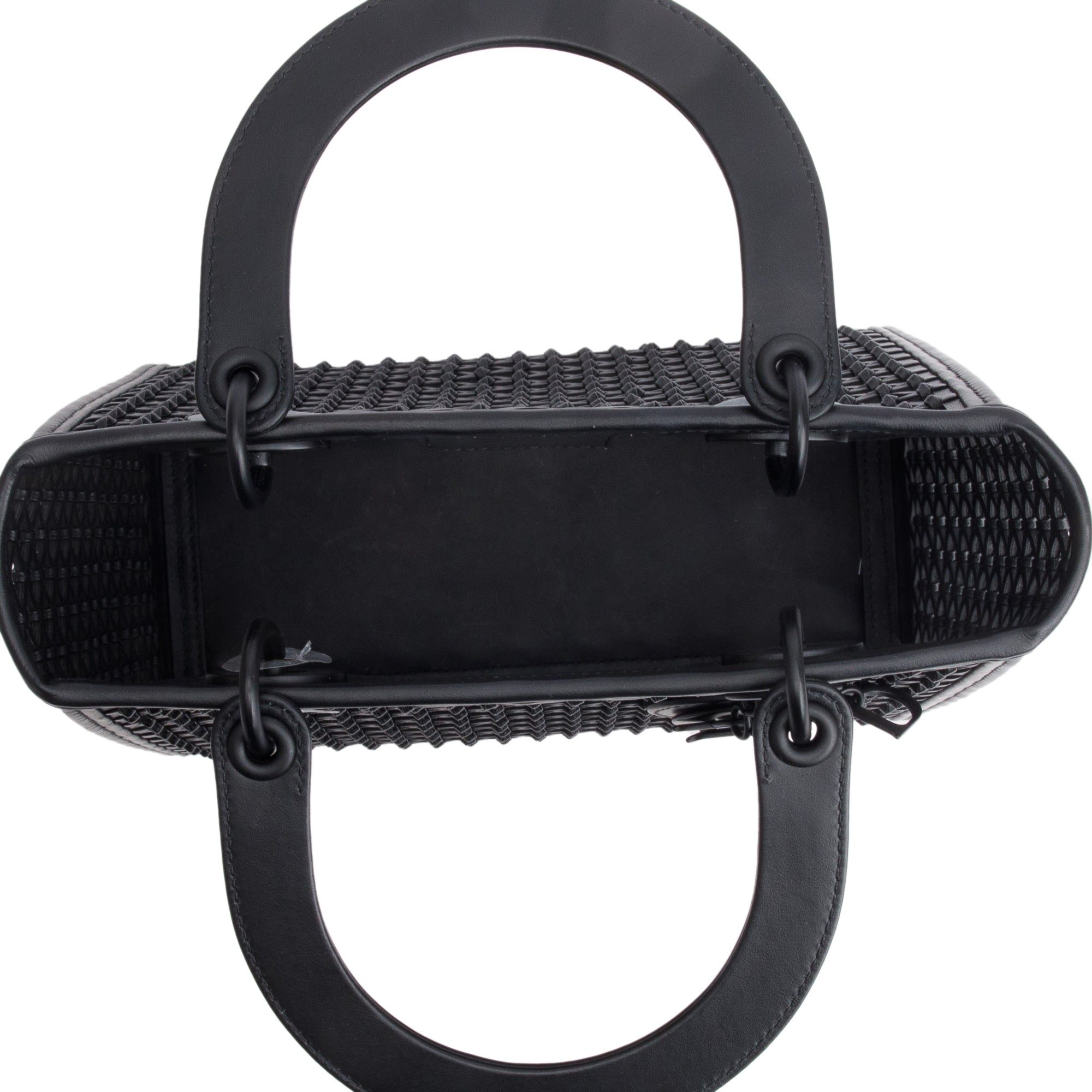 Christian Dior 2024 Black Leather So Black Medium Lady Dior Bag w/ Strap & Pouch