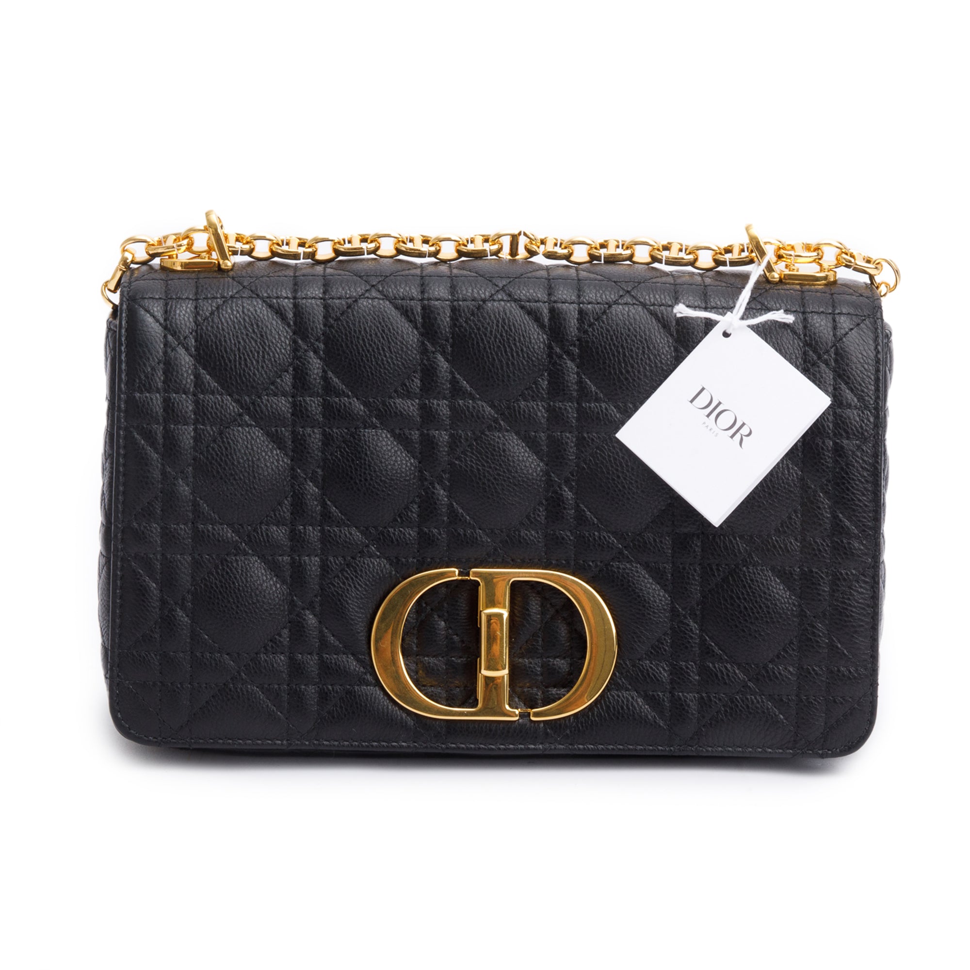 Christian Dior 2024 Black Supple Cannage Calfskin Leather Medium Dior Caro Bag w/ Box & Authenticity Card