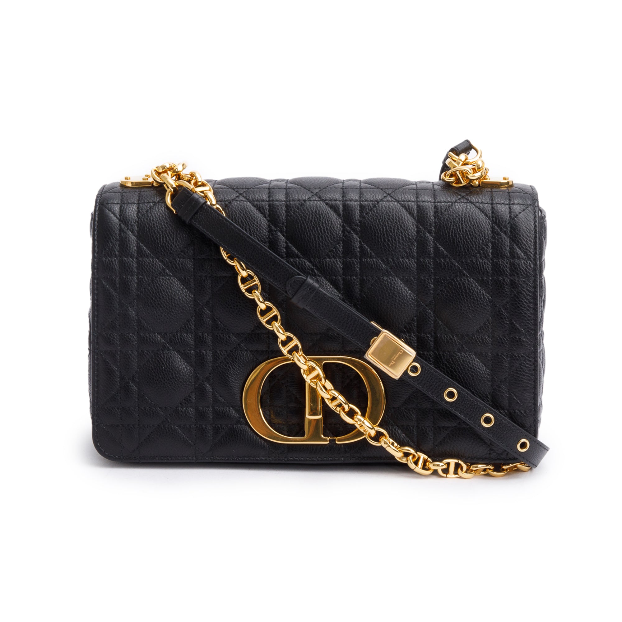 Christian Dior 2024 Black Supple Cannage Calfskin Leather Medium Dior Caro Bag w/ Box & Authenticity Card