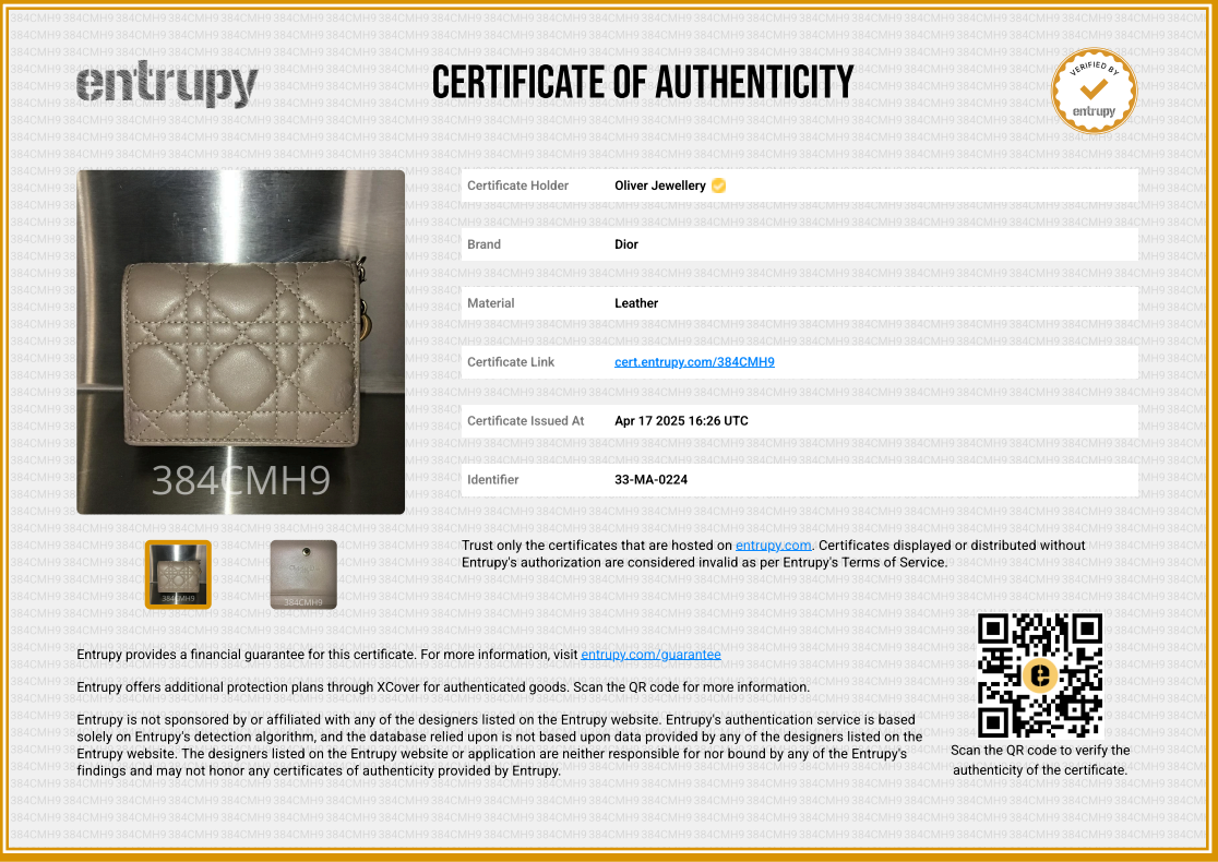 Christian Dior 2024 Neutral Cannage Lambskin Mini Lady Dior Gardenia Wallet w/ Box