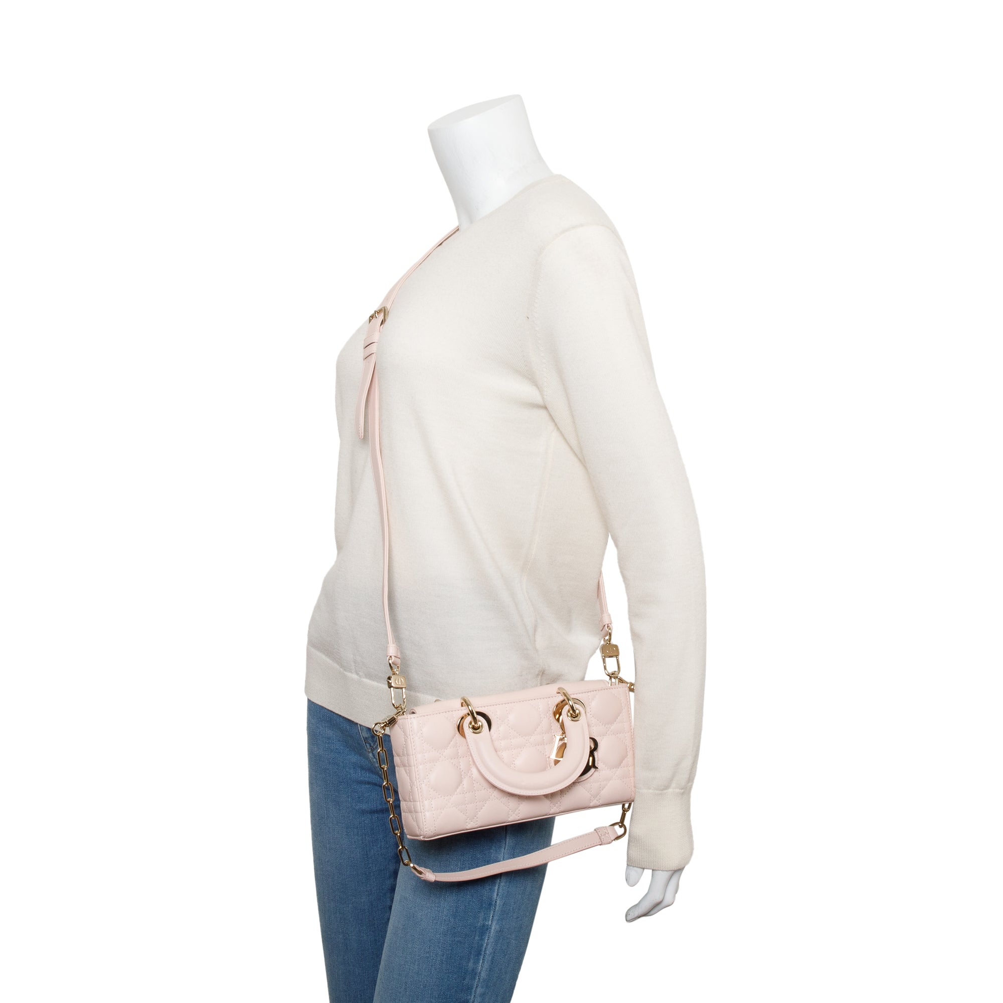 Christian Dior 2024 Pink Cannage Lambskin Small Lady D-Joy Bag