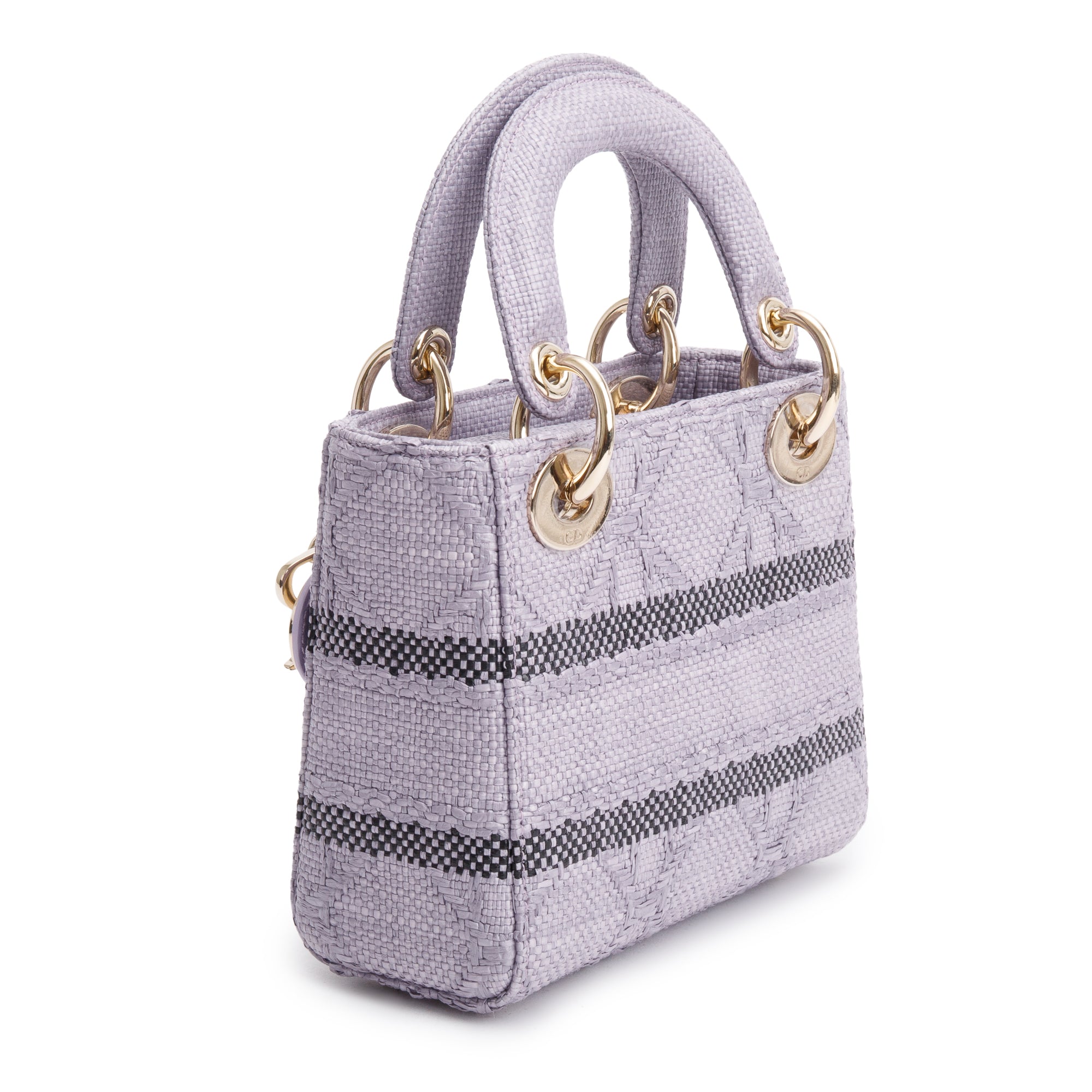Christian Dior 2024 Purple Cannage Raffia Mini Lady D-Lite Bag w/ Strap, Box & Authenticity Card