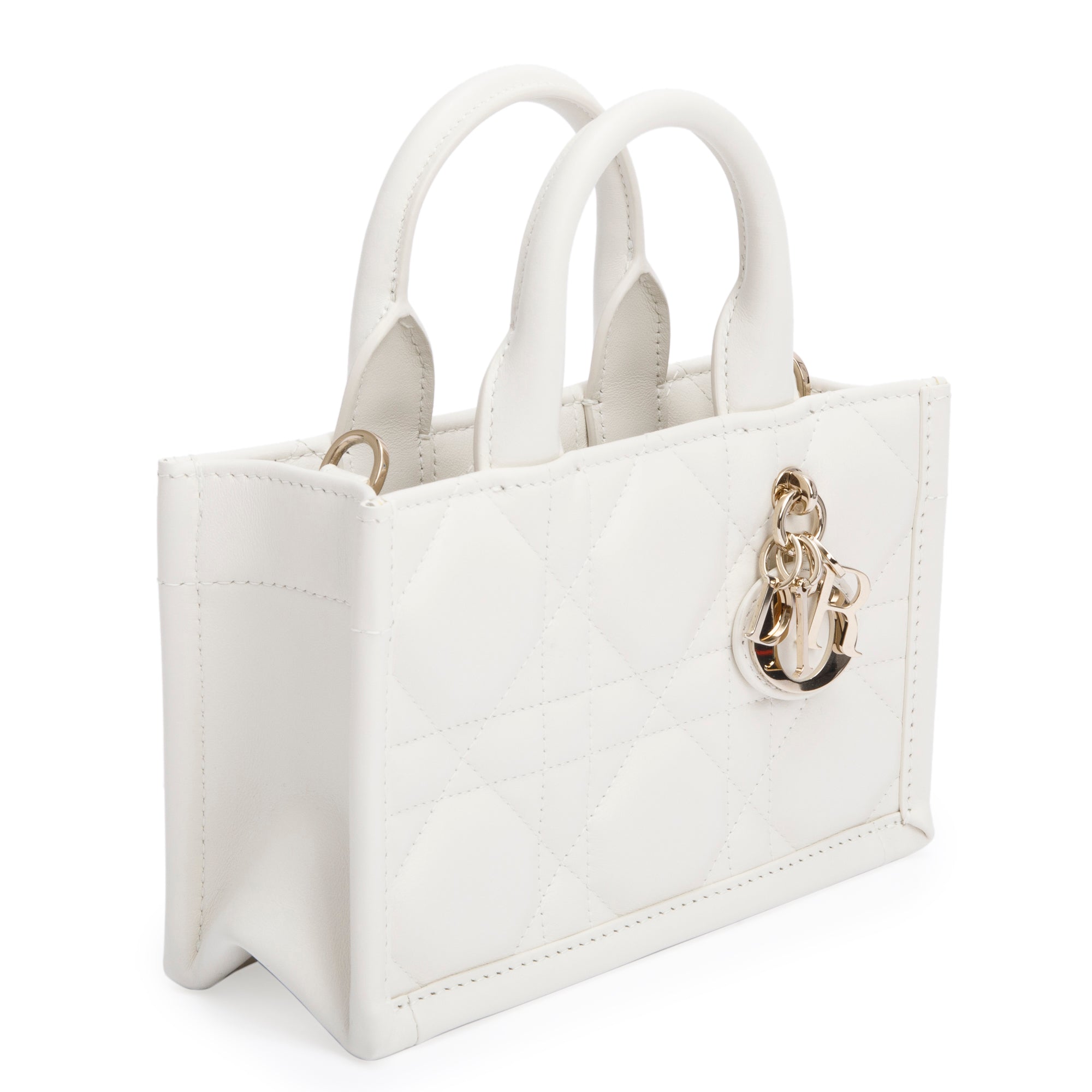 Christian Dior 2024White Macrocannage Lambskin Mini Book Tote w/ Strap, Box & Authenticity Card