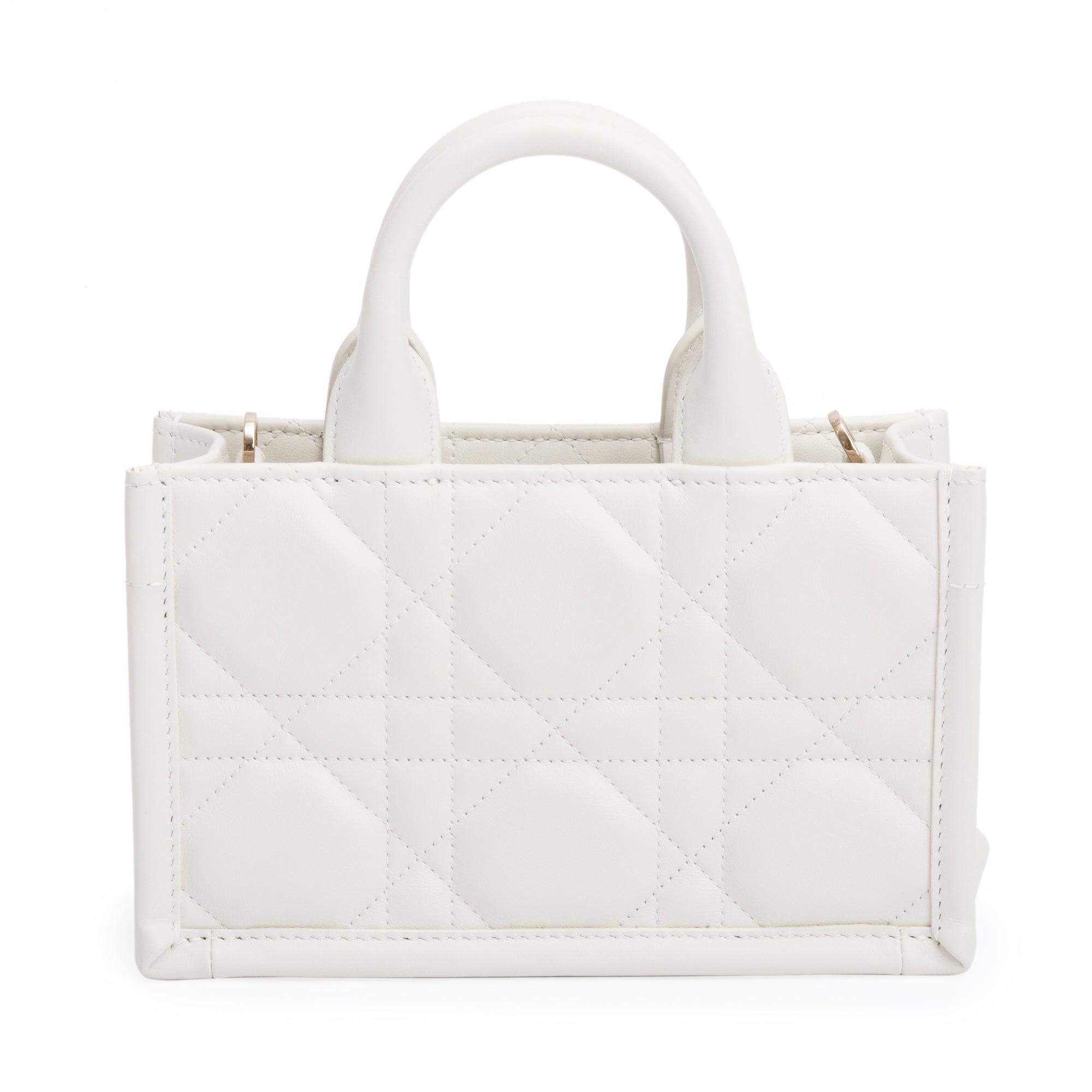 Christian Dior 2024White Macrocannage Lambskin Mini Book Tote w/ Strap, Box & Authenticity Card