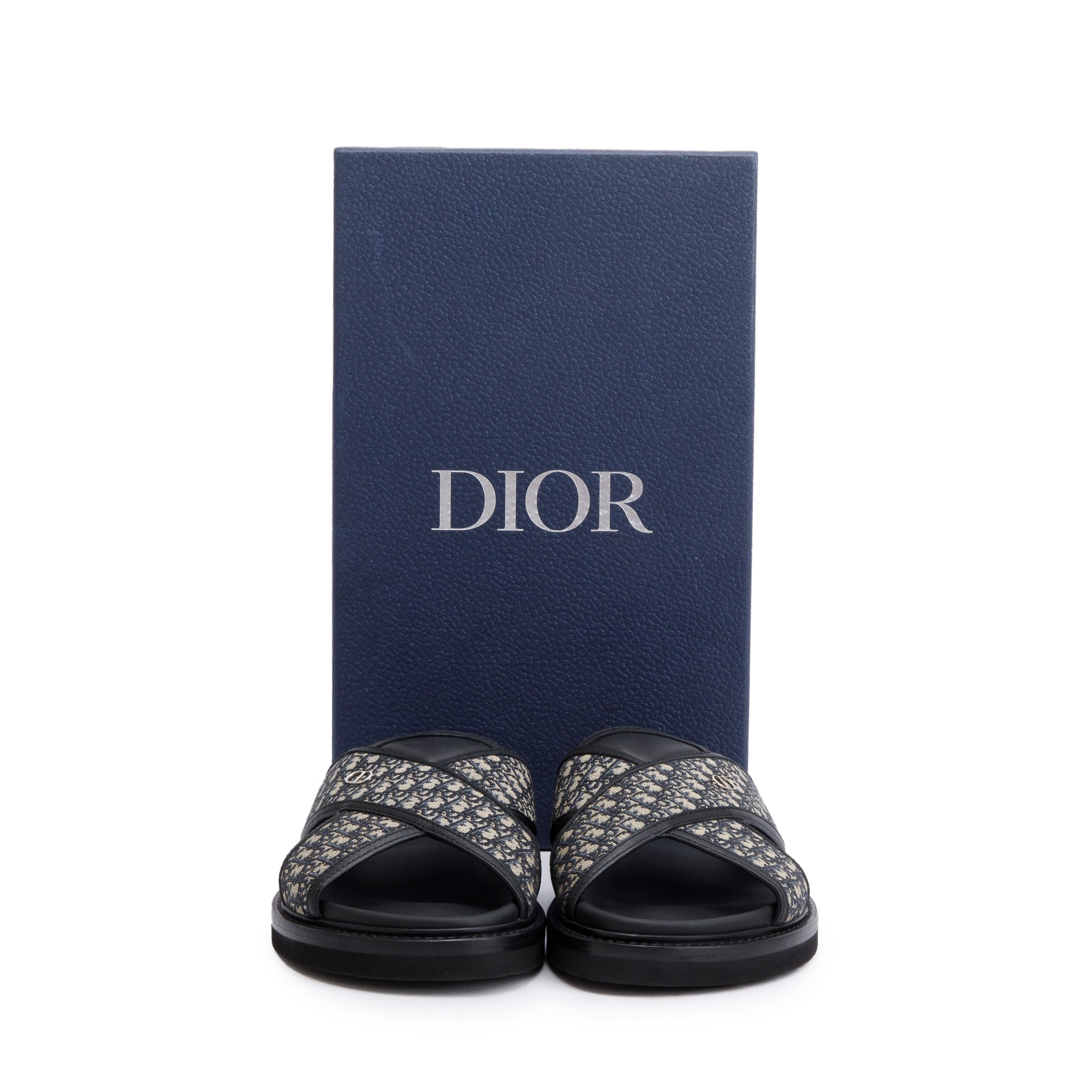 Christian Dior Beige & Black Oblique Jacquard Alias Sandal, Size 42 w/ Box