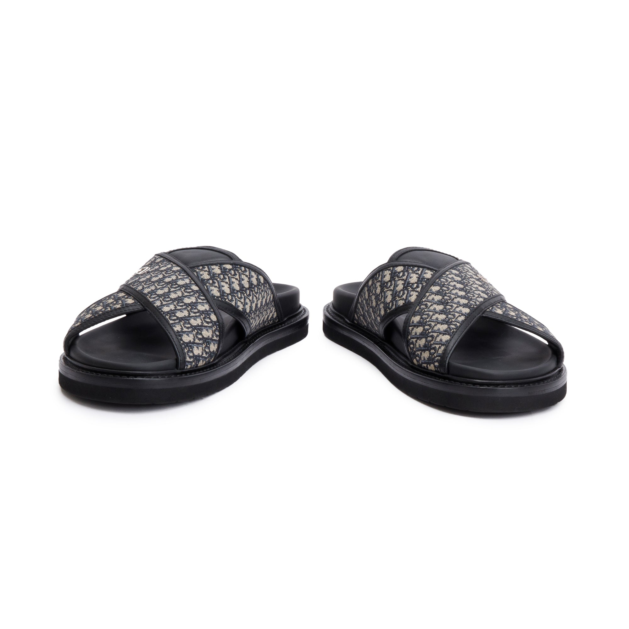 Christian Dior Beige & Black Oblique Jacquard Alias Sandal, Size 42 w/ Box