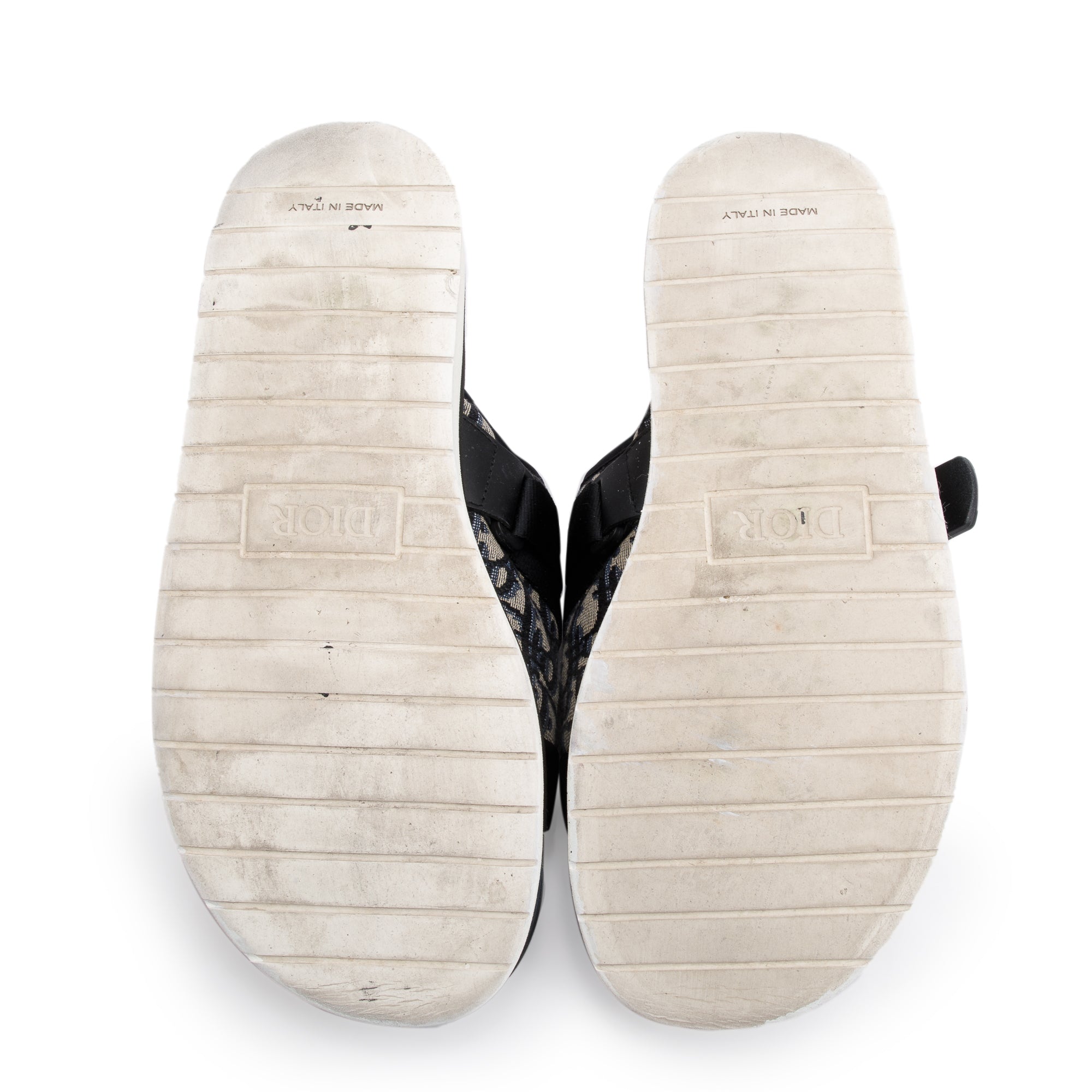 Christian Dior Beige & Black Oblique Jacquard Alpha Sandal, Size 43