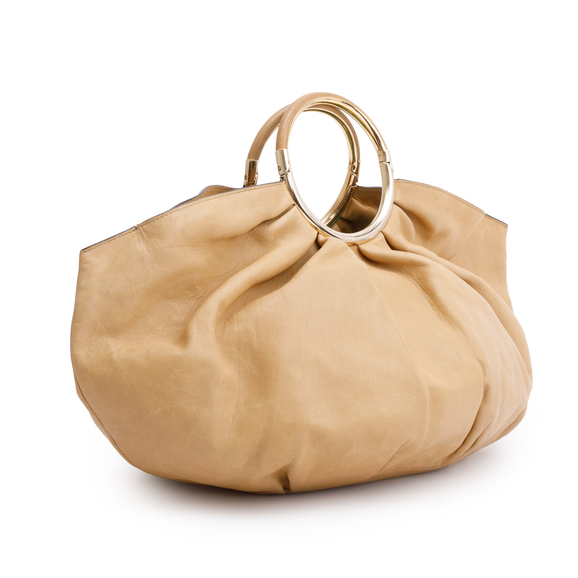 Christian Dior Beige Calfskin Leather Soft Babe Handle Bag w/ pouch