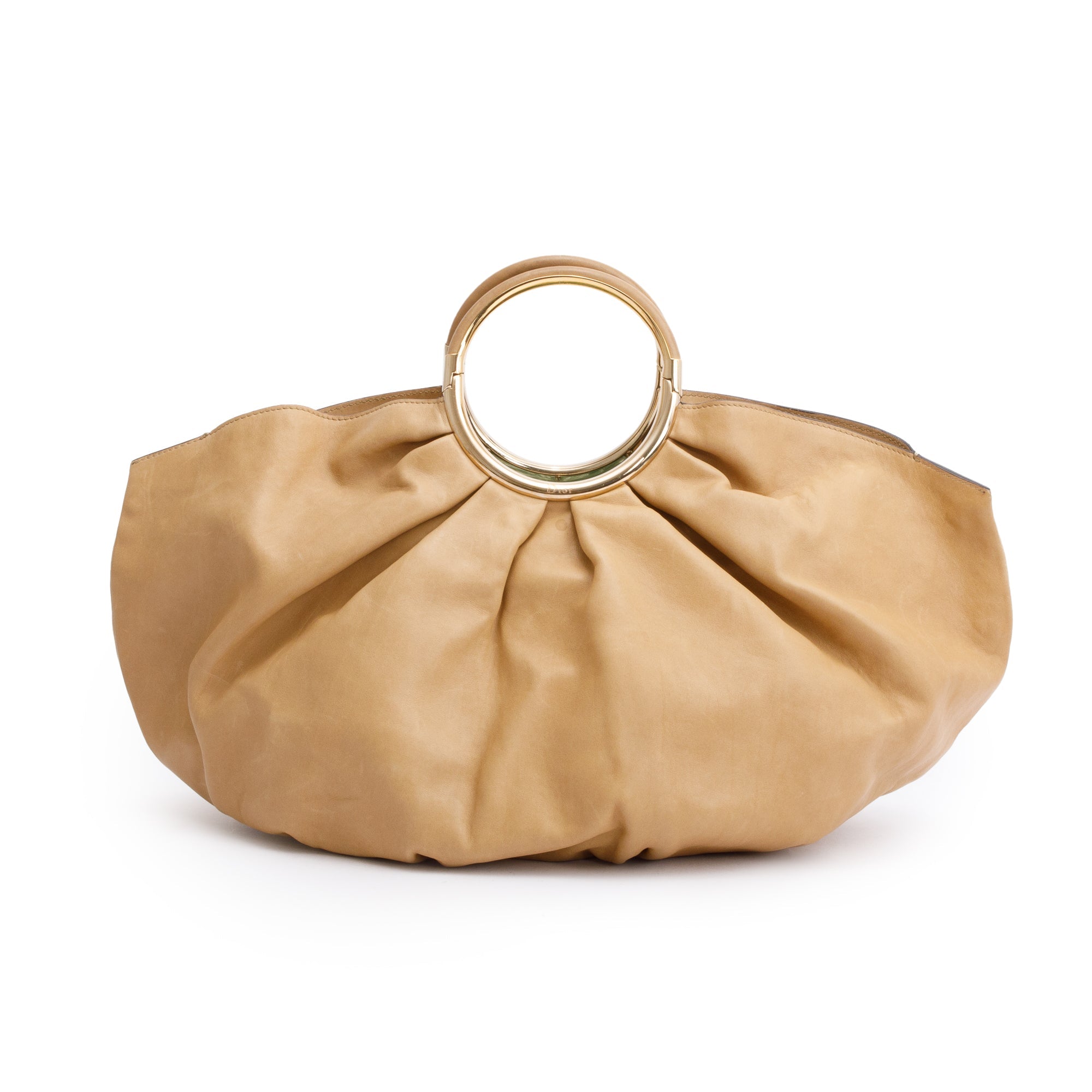 Christian Dior Beige Calfskin Leather Soft Babe Handle Bag w/ pouch