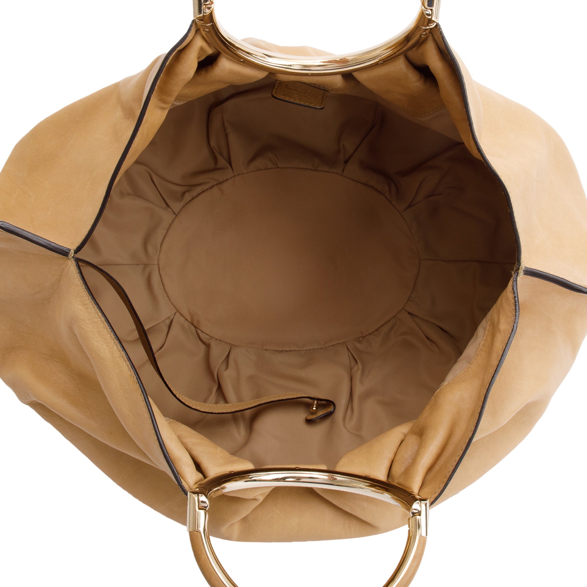 Christian Dior Beige Calfskin Leather Soft Babe Handle Bag w/ pouch