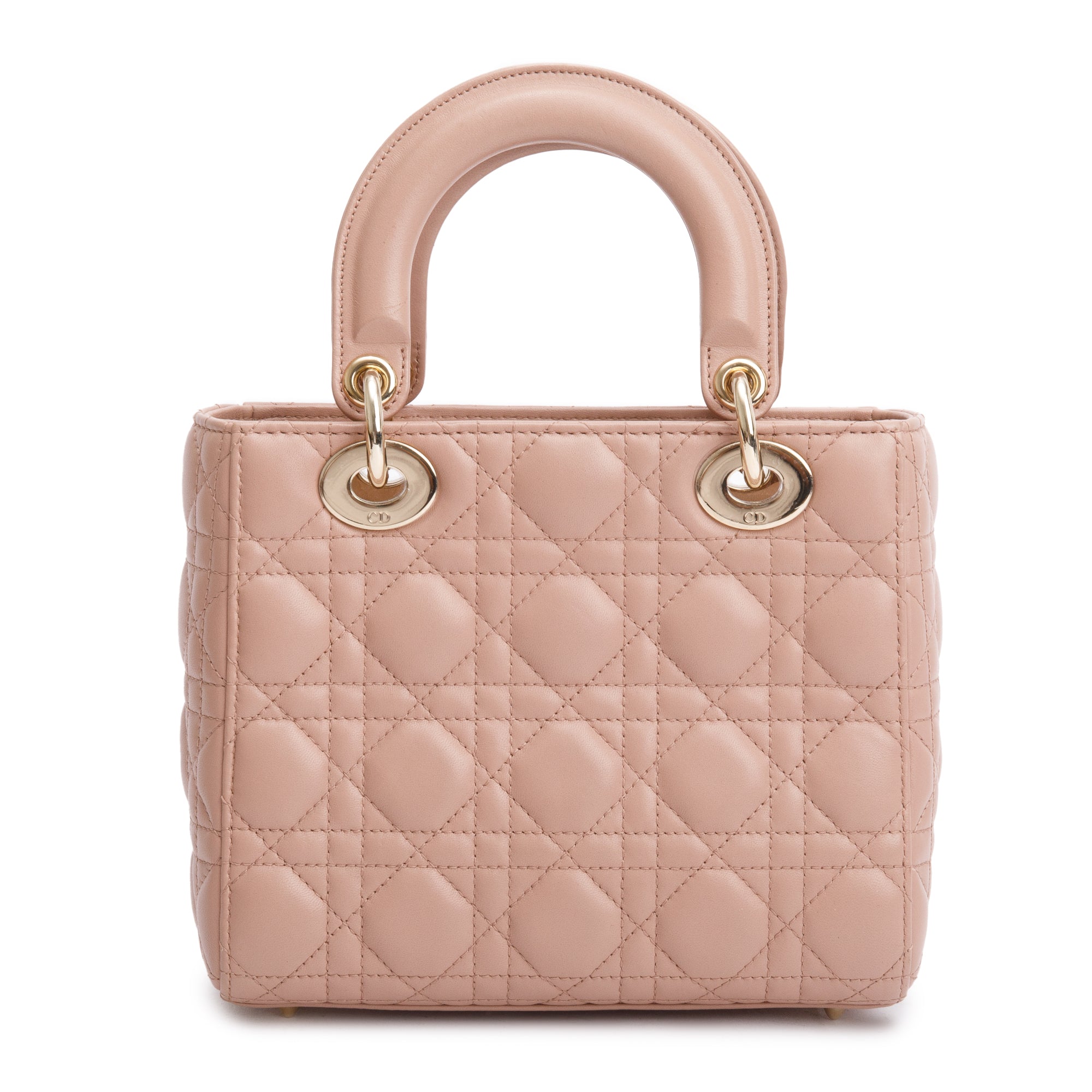 Christian Dior Beige Cannage Lambskin Leather Small Lady Dior My Abcdior Bag w/ Strap