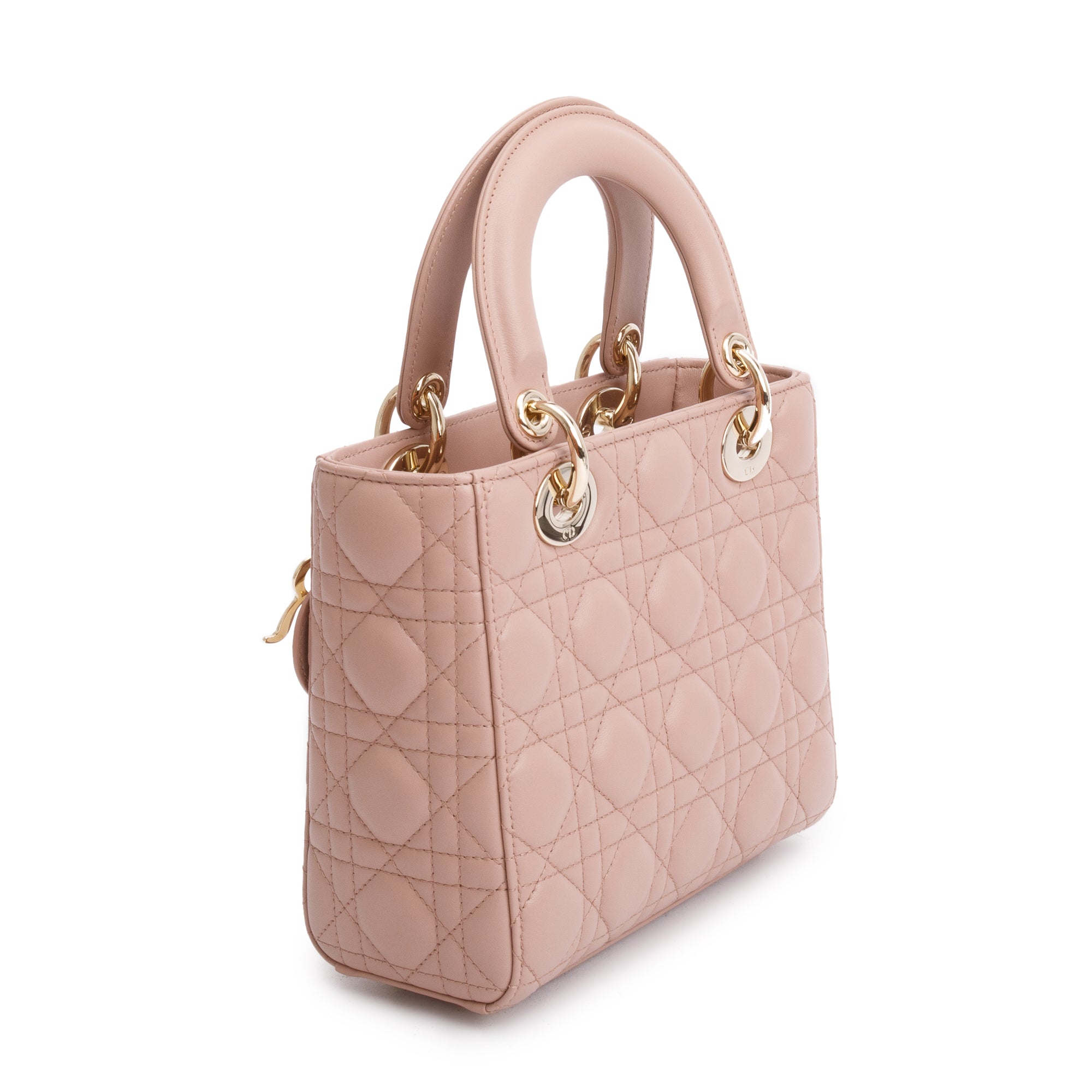 Christian Dior Beige Cannage Lambskin Leather Small Lady Dior My Abcdior Bag w/ Strap