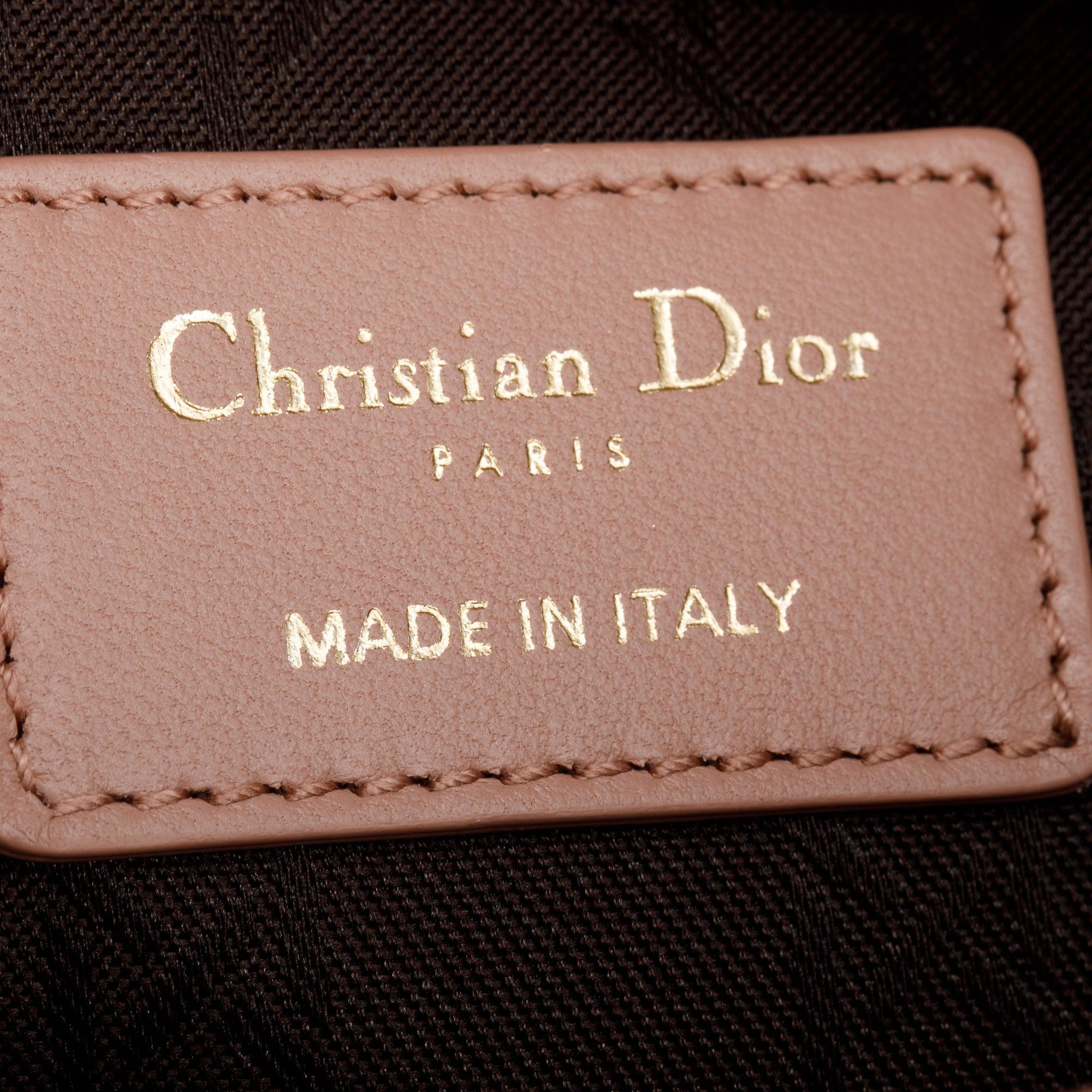 Christian Dior Beige Cannage Lambskin Leather Small Lady Dior My Abcdior Bag w/ Strap