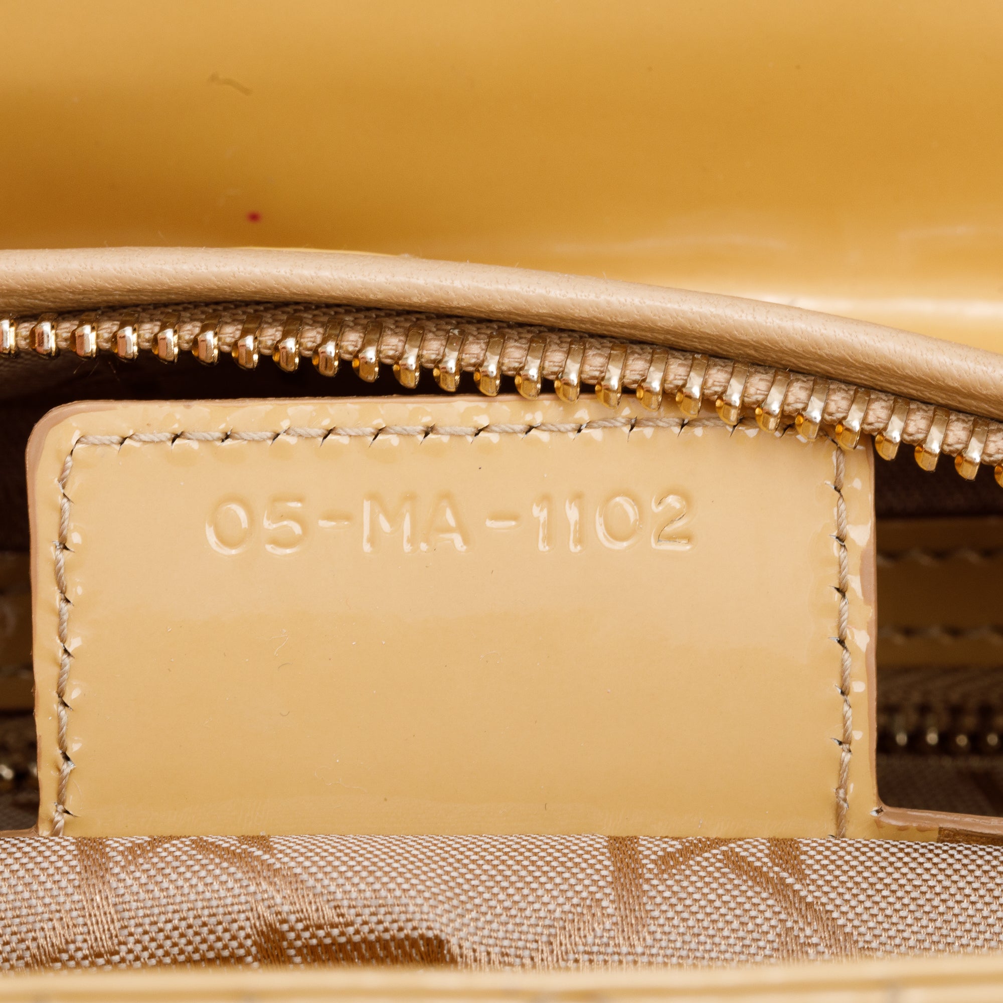 Christian Dior Beige Cannage Patent Leather Medium Lady Dior Bag w/ Strap & Authenticity Card