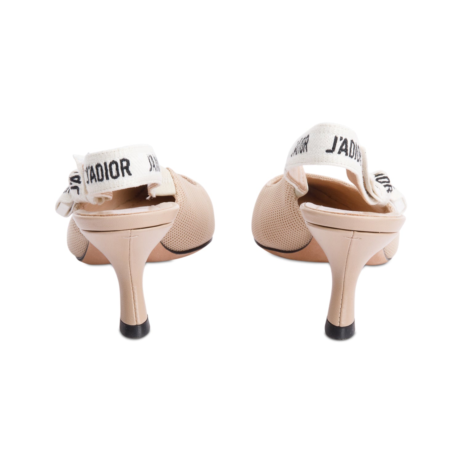 Christian Dior Beige Technical Fabric Embroidery J'Adior Slingback Pumps, Size 35