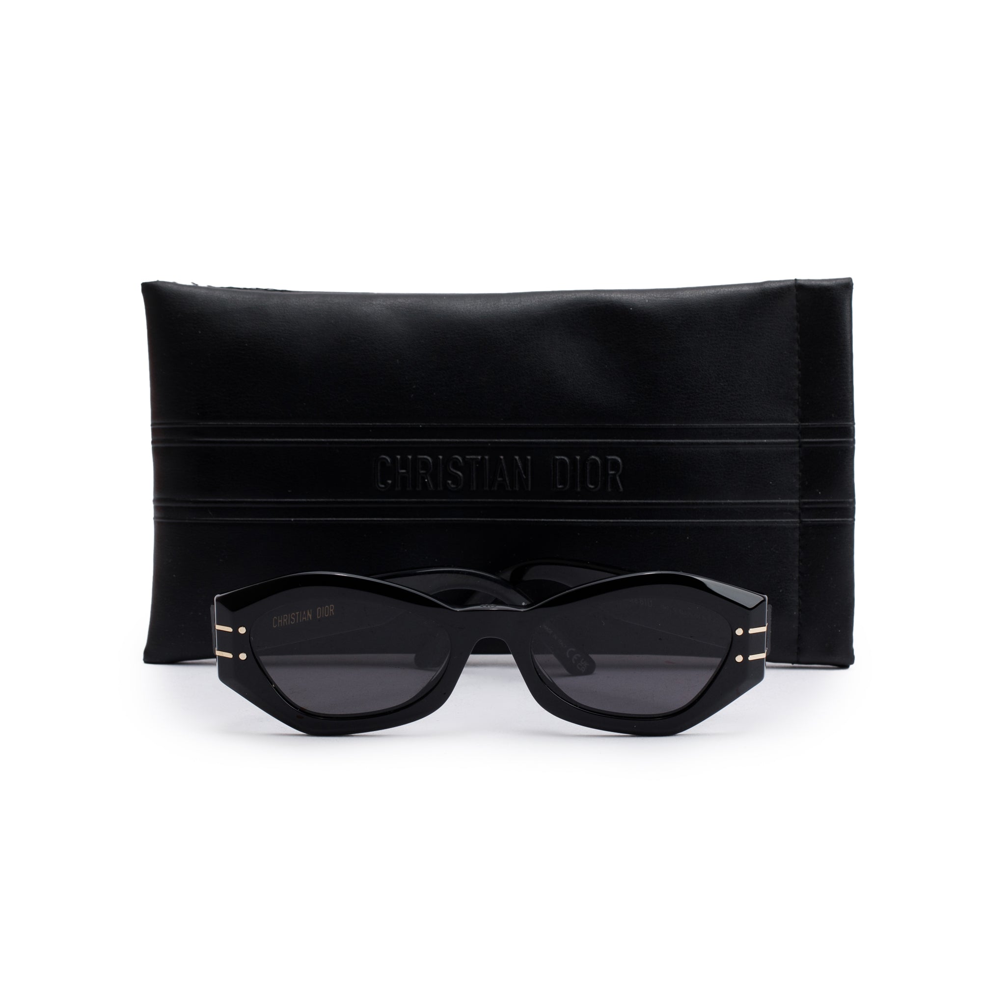 Christian Dior Black Acetate DiorSignature B1U Geometric Sunglasses w/ Case