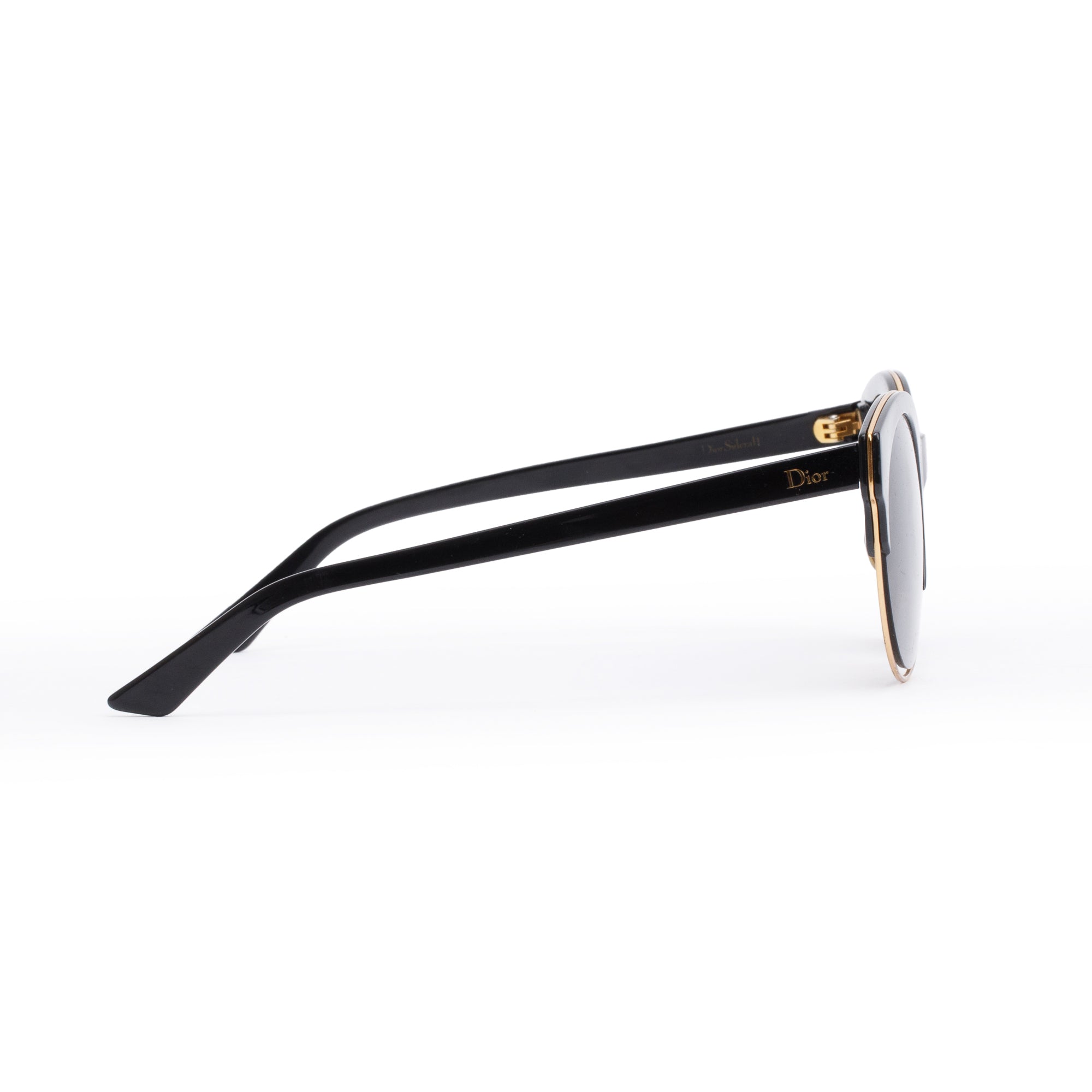 Christian Dior Black Acetate Diorsideral1 Round Sunglasses w/ Case