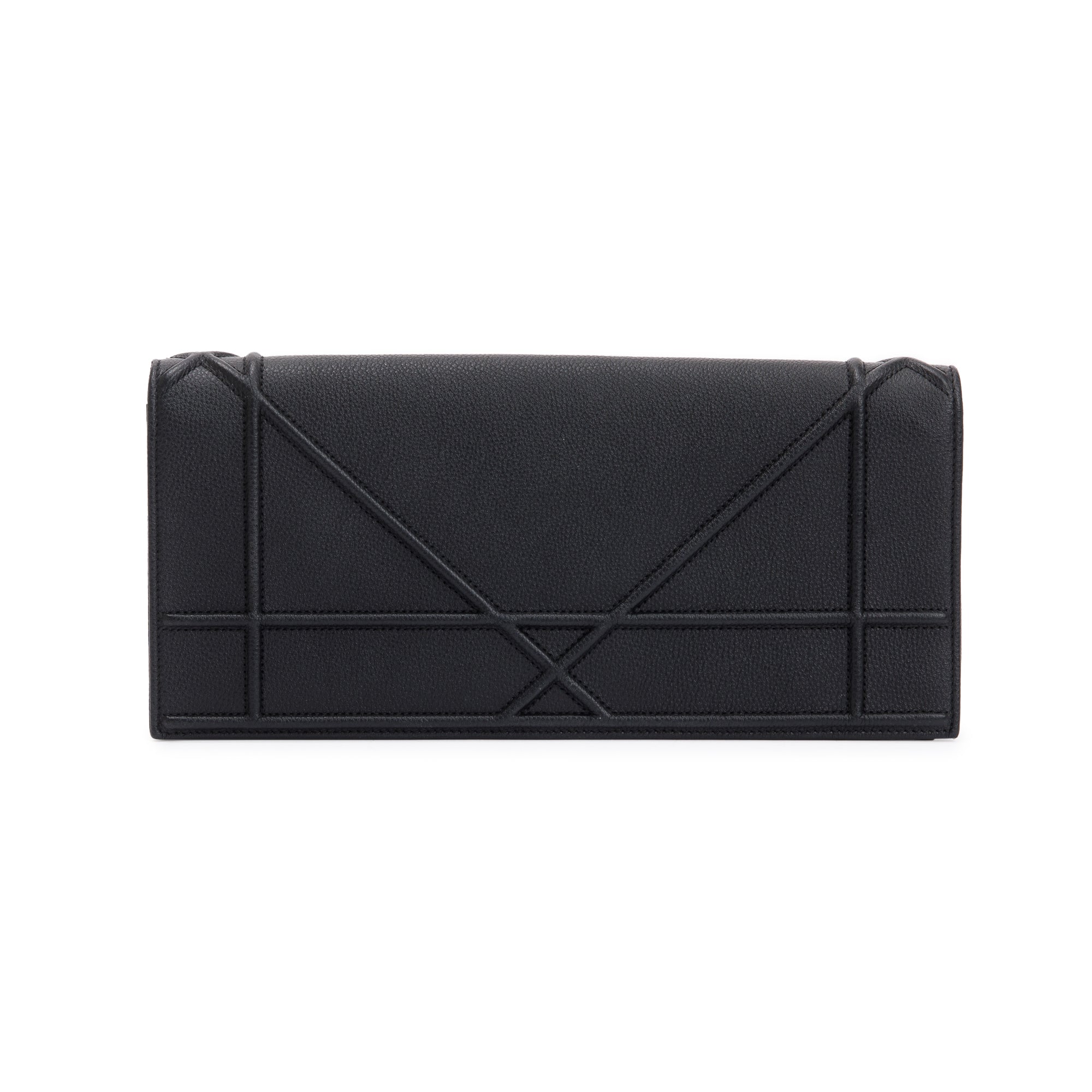 Christian Dior Black Calfskin Leather Diorama Chain Clutch