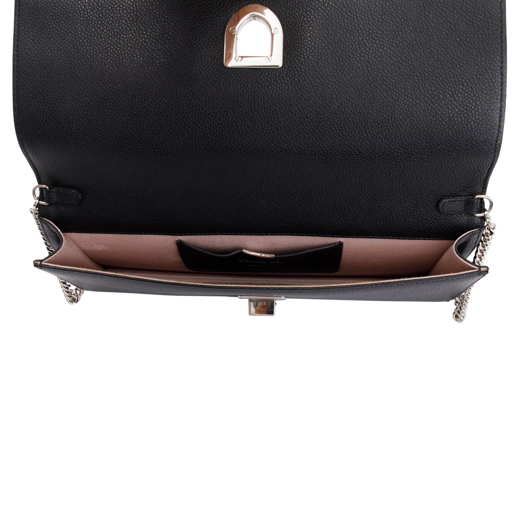 Christian Dior Black Calfskin Leather Diorama Chain Clutch