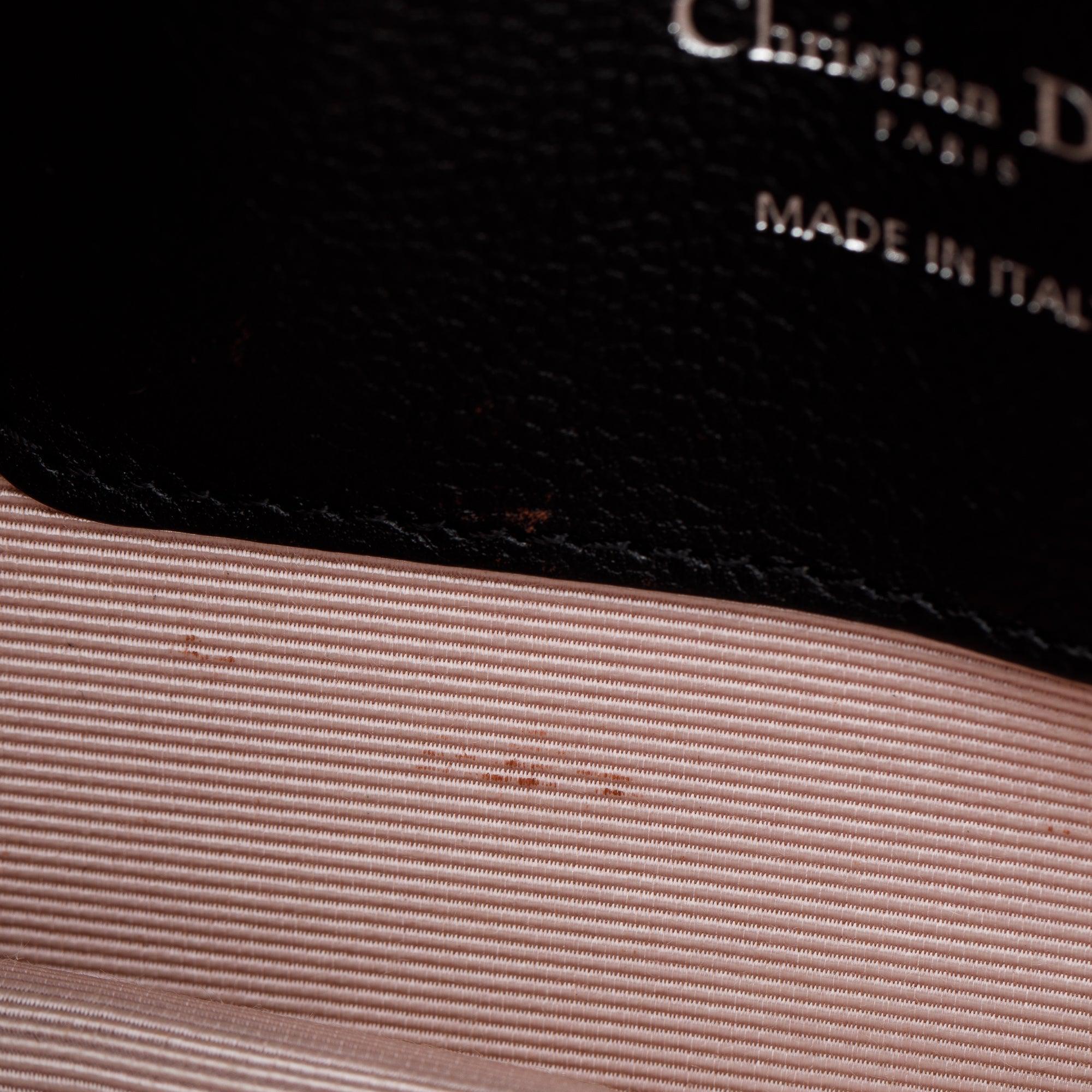 Christian Dior Black Calfskin Leather Diorama Chain Clutch