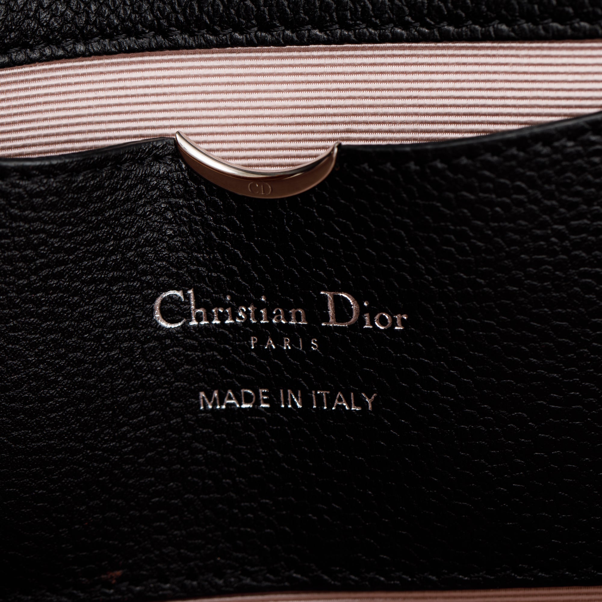 Christian Dior Black Calfskin Leather Diorama Chain Clutch