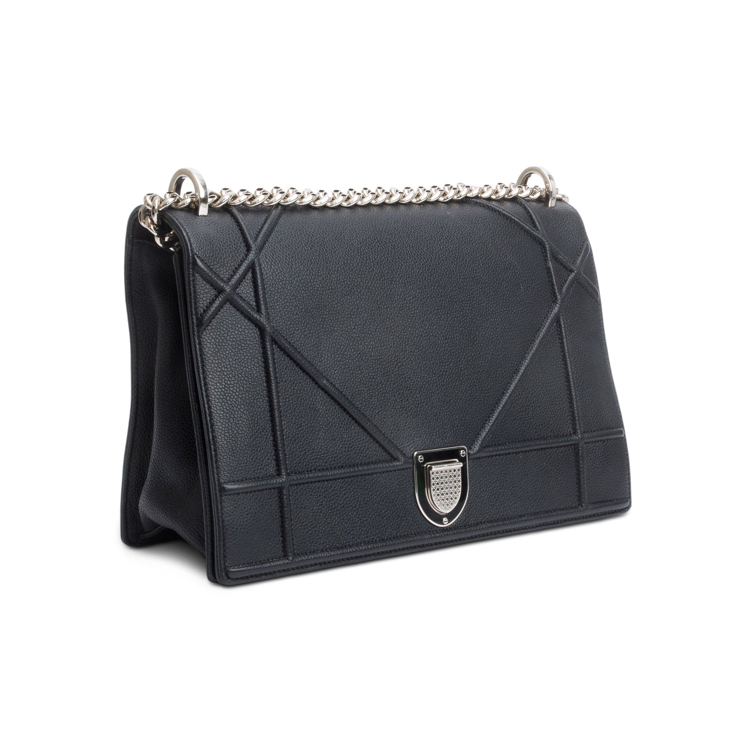 Christian Dior Black Calfskin Leather Medium Diorama Flap Bag