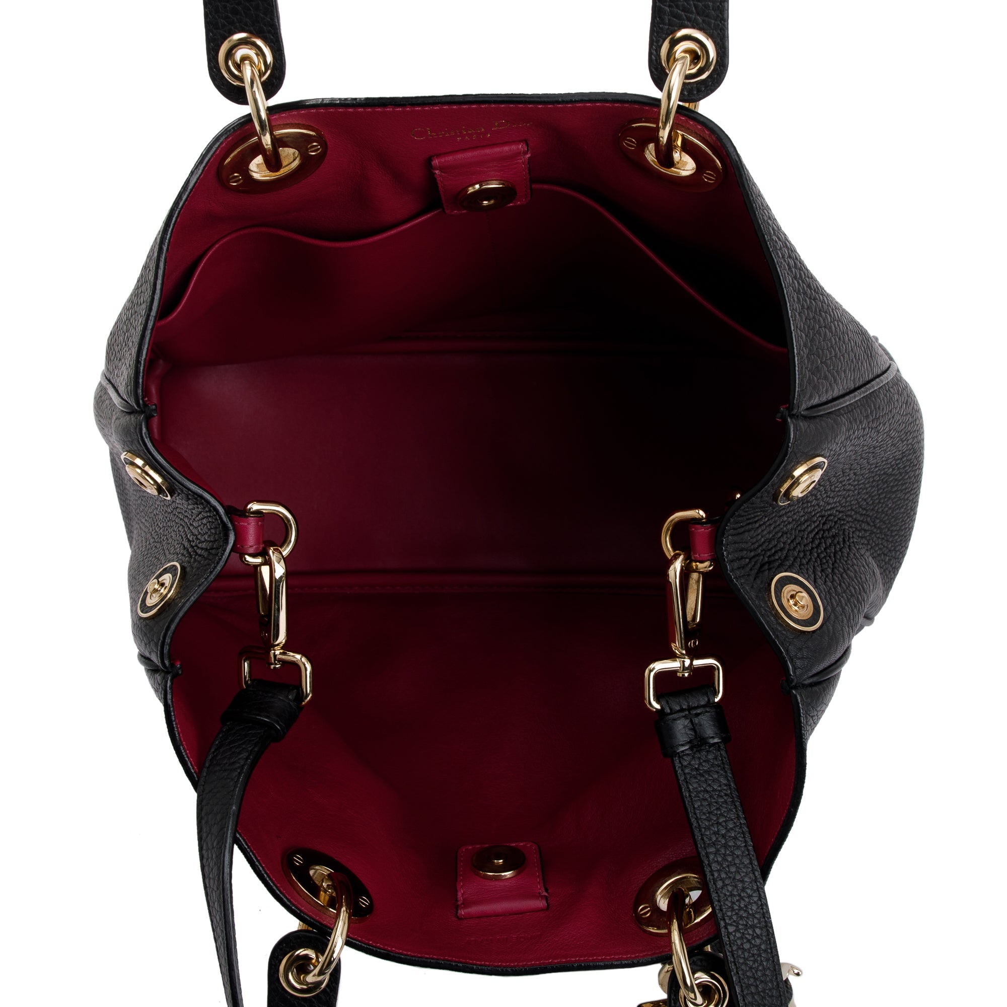 Christian Dior Black Calfskin Leather Medium Diorissimo Tote w/ Strap & Pouch