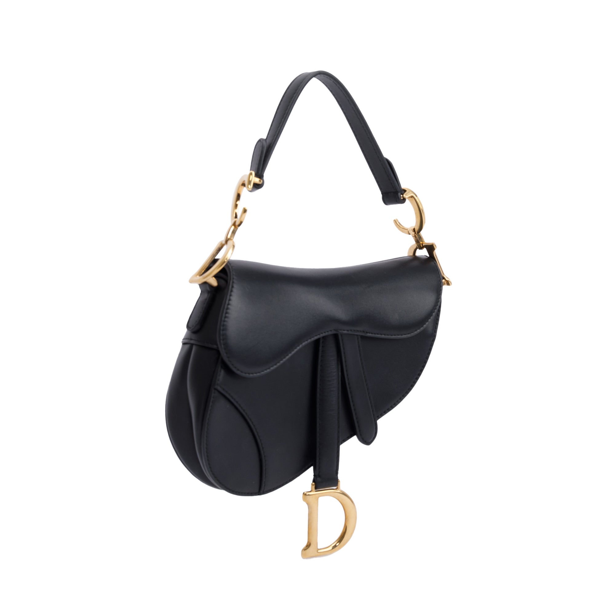 Christian Dior Black Calfskin Leather Mini Saddle Bag w/ Box & Authenticity Card