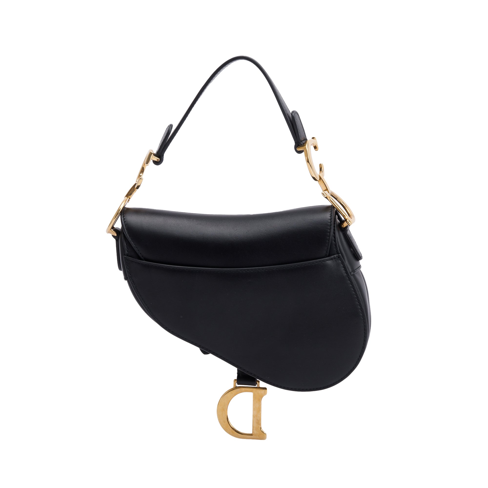 Christian Dior Black Calfskin Leather Mini Saddle Bag w/ Box & Authenticity Card