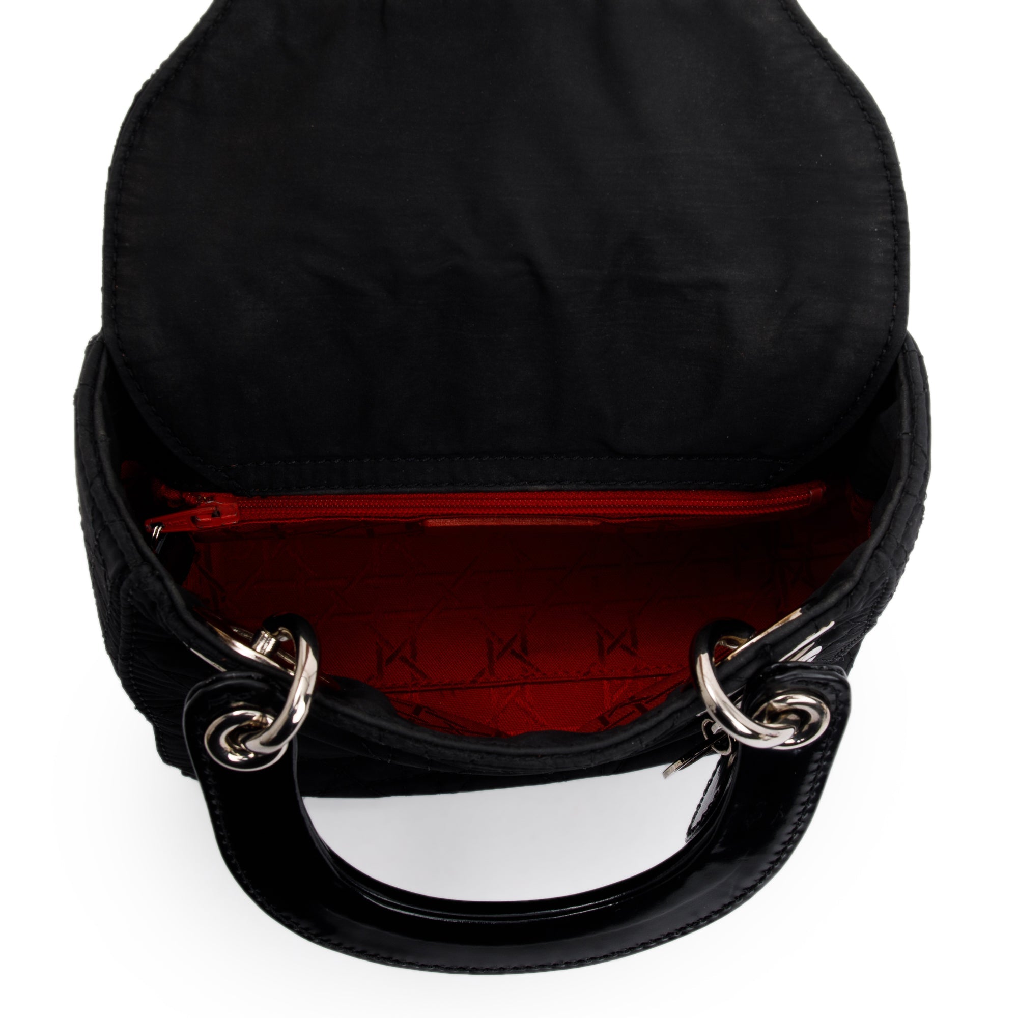 Christian Dior Black Cannage Nylon Mini Lady Dior Bag w/ Strap