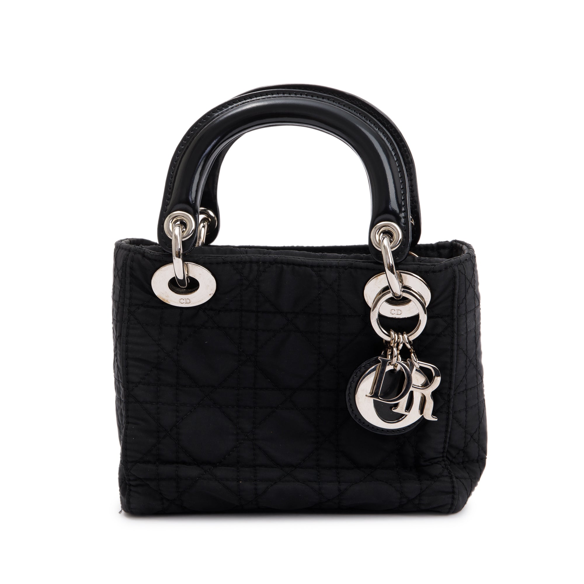 Christian Dior Black Cannage Nylon Mini Lady Dior Bag w/ Strap