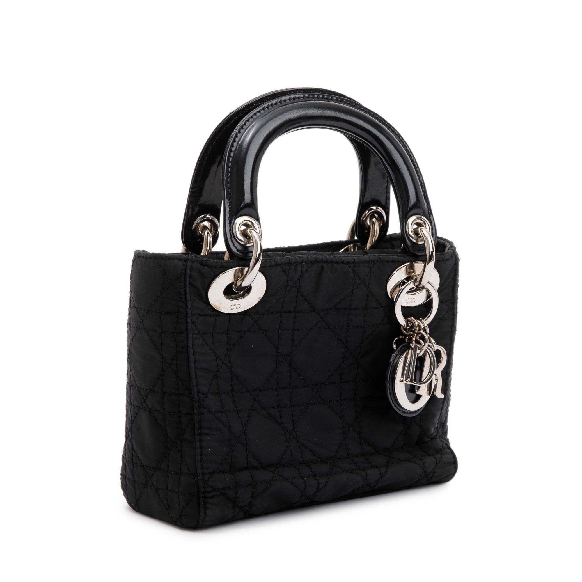 Christian Dior Black Cannage Nylon Mini Lady Dior Bag w/ Strap